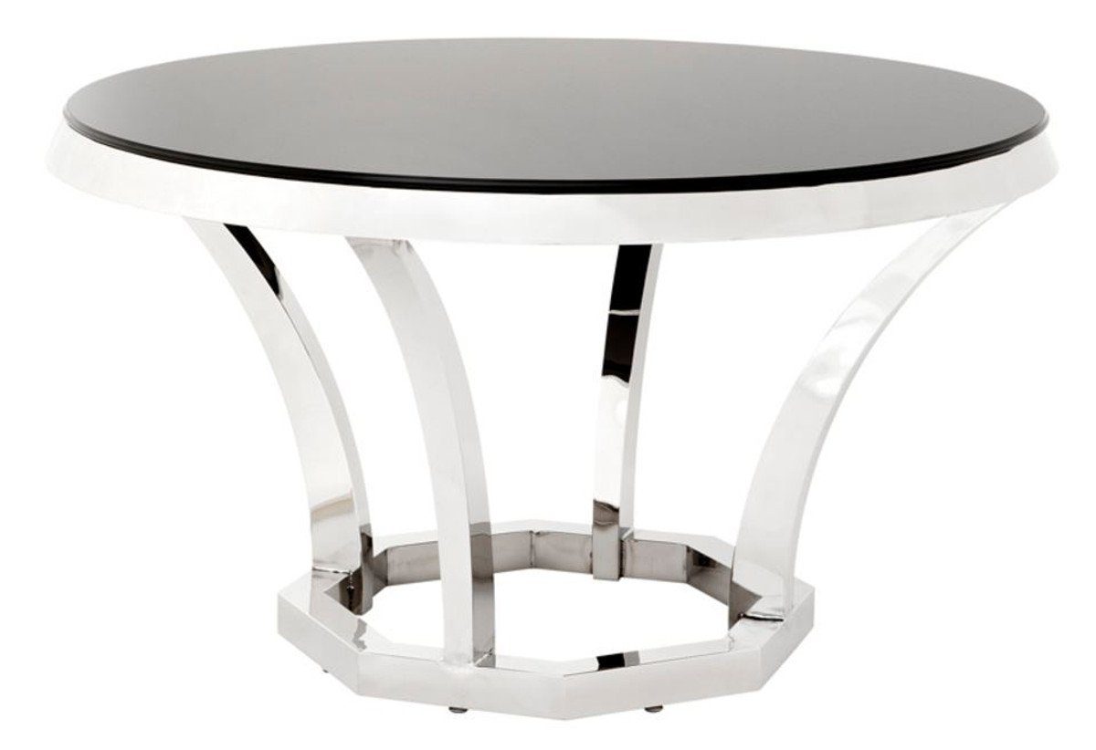 Casa Padrino Esstisch Luxus Edelstahl schwarzem - Designer 130 cm Esstisch Tisch x mit Glas 75 H