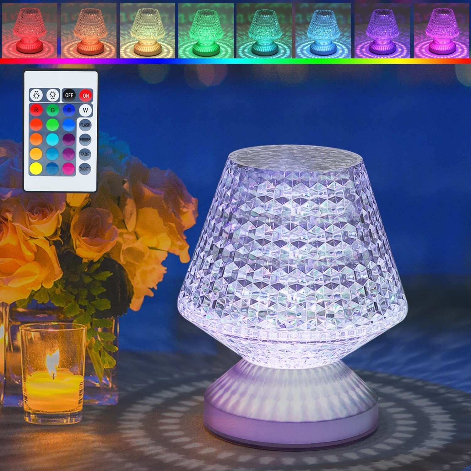 Nettlife LED Tischleuchte Nachttischlampe Touch Dimmbar LED Tischlampe, RGB Farbwechsel, LED fest integriert, für Schlafzimmer Esszimmer Wohnzimmer