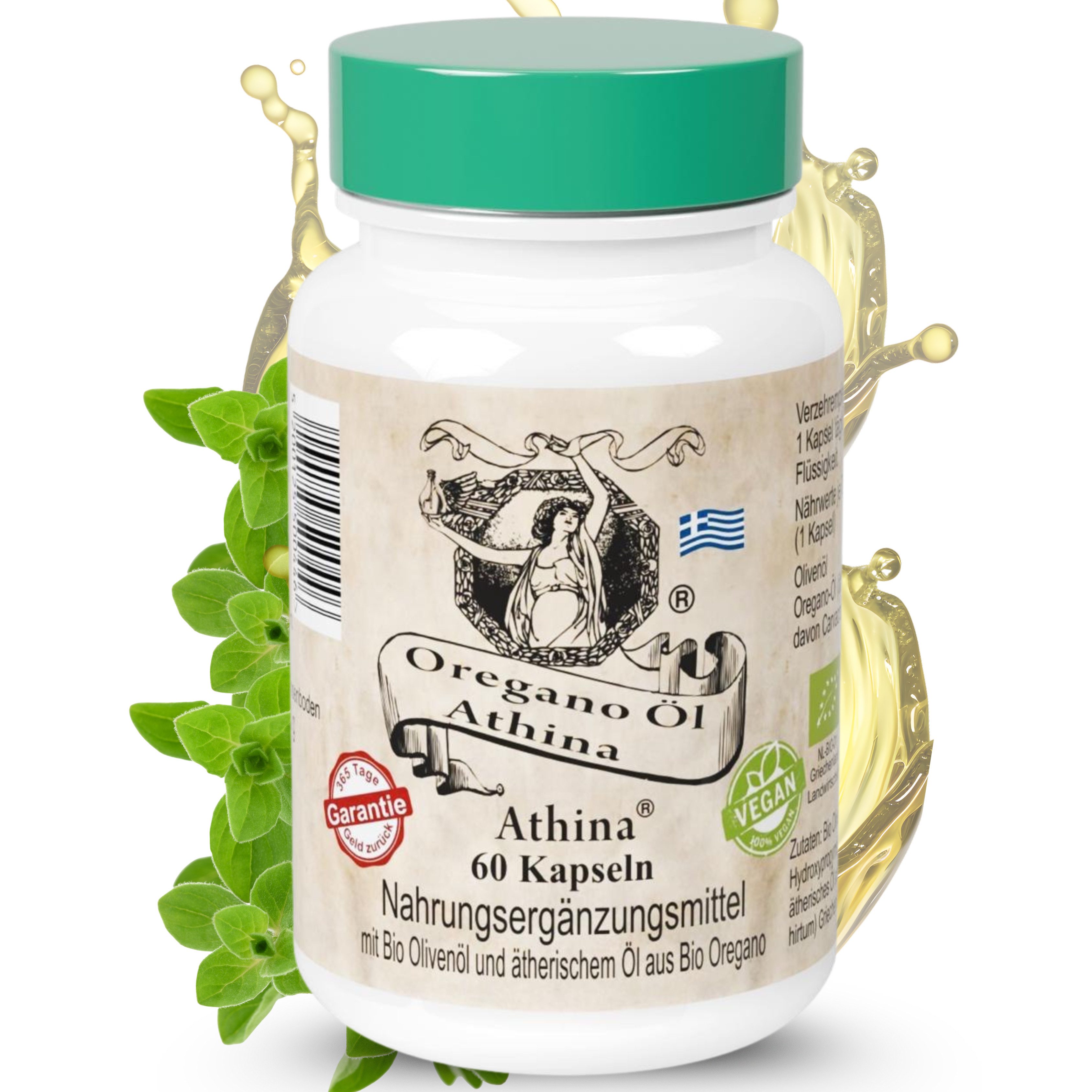Athina Oregano Öl Vegan Bio 80% Carvacrol Kapseln, 36 g