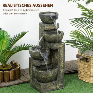 Outsunny Gartenbrunnen wetterbeständig, 25 cm Breite, Wasserbecken BxT: 25x24 cm, (Set, 1 tlg., Springbrunnen), 3 Einstellungen