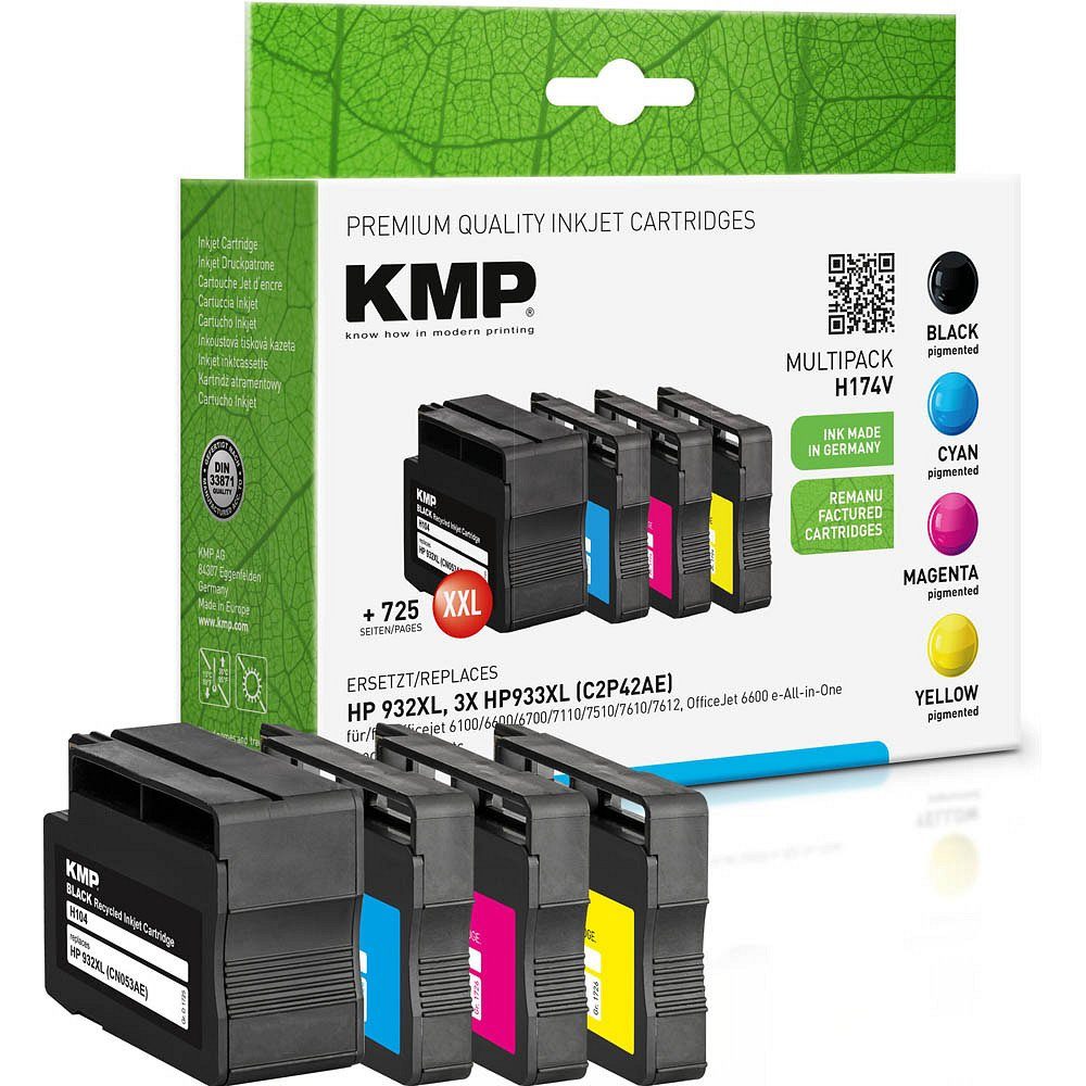KMP 1 Tinten-Multipack H174V ERSETZT HP 932XL / 933XL Tintenpatrone (4 Farben)