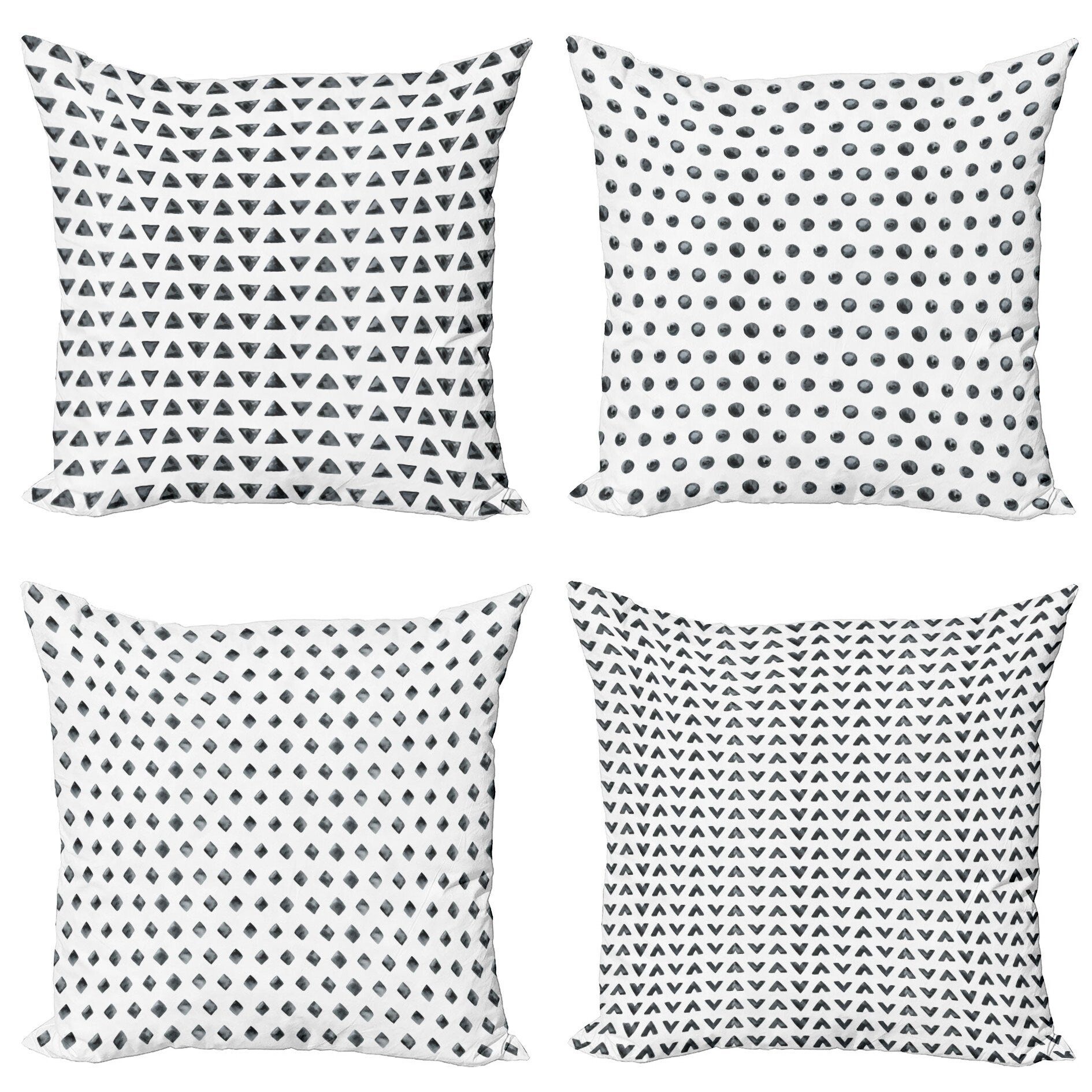 Kissenbezüge Modern Accent Doppelseitiger Digitaldruck, Abakuhaus (4 Stück), Abstrakt Triangles Kreise Chevron | Kissenbezüge