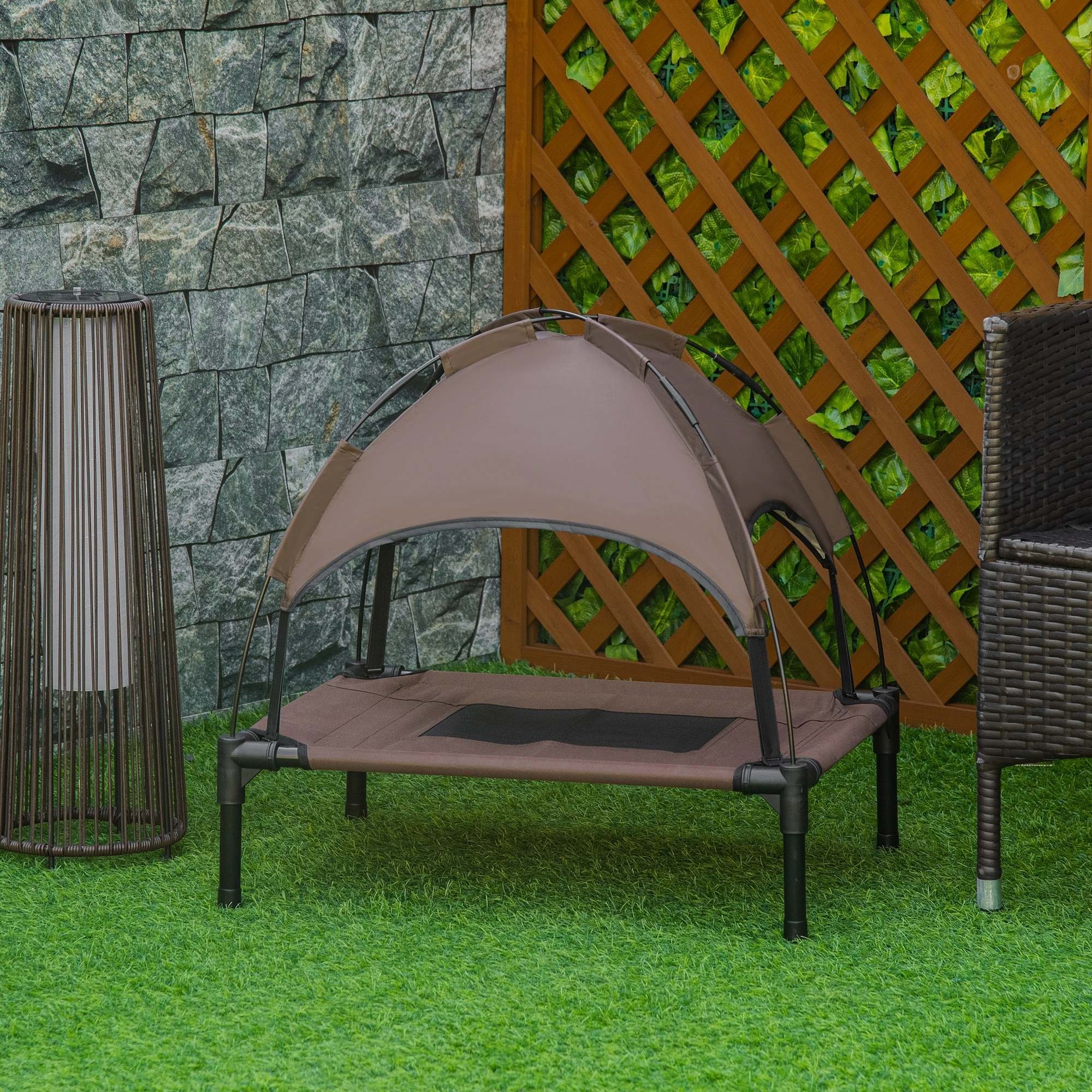 PawHut Tierbett Hundeliege mit Baldachin, Taftstoff, günstig online kaufen