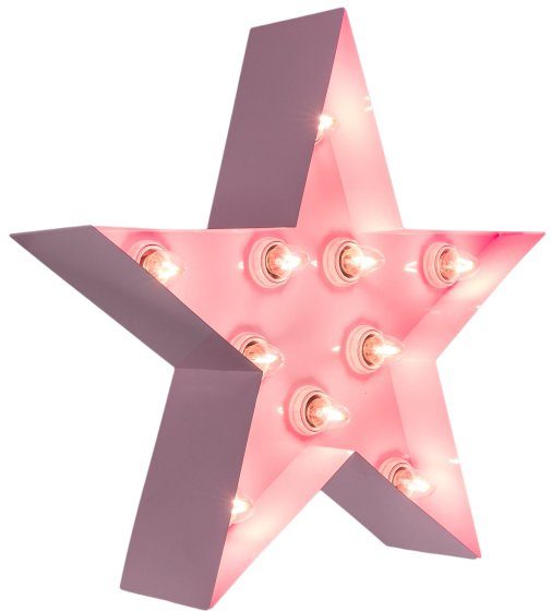 MARQUEE LIGHTS LED Dekolicht Star, Tischlampe Lichtquellen Star cm (exkl)- Leuchtmittel, 10 38x38 ohne pink Warmweiß, E14 Wandlampe