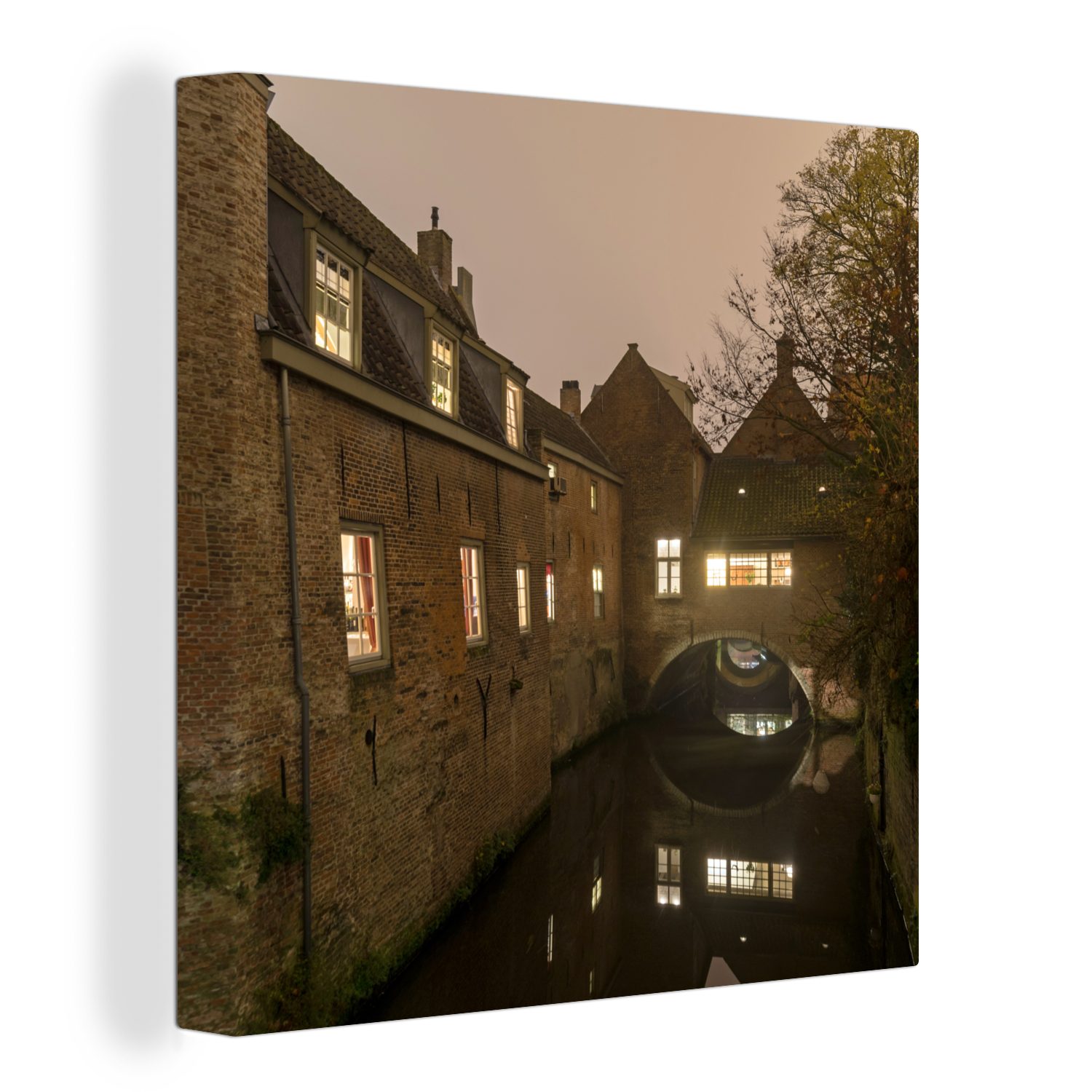 OneMillionCanvasses® Leinwandbild Historische Grachten in der niederländischen Stadt Den Bosch, (1 St), Leinwand Bilder für Wohnzimmer Schlafzimmer | Leinwandbilder