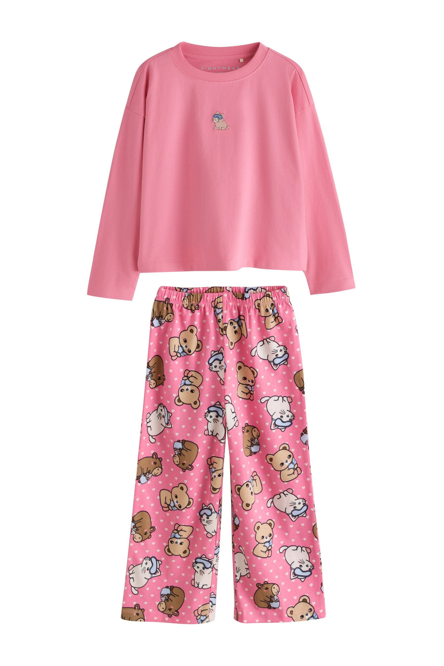 Next Pyjama Schlafanzüge mit weitem Bein und Print, 3er-Pack (6 tlg)