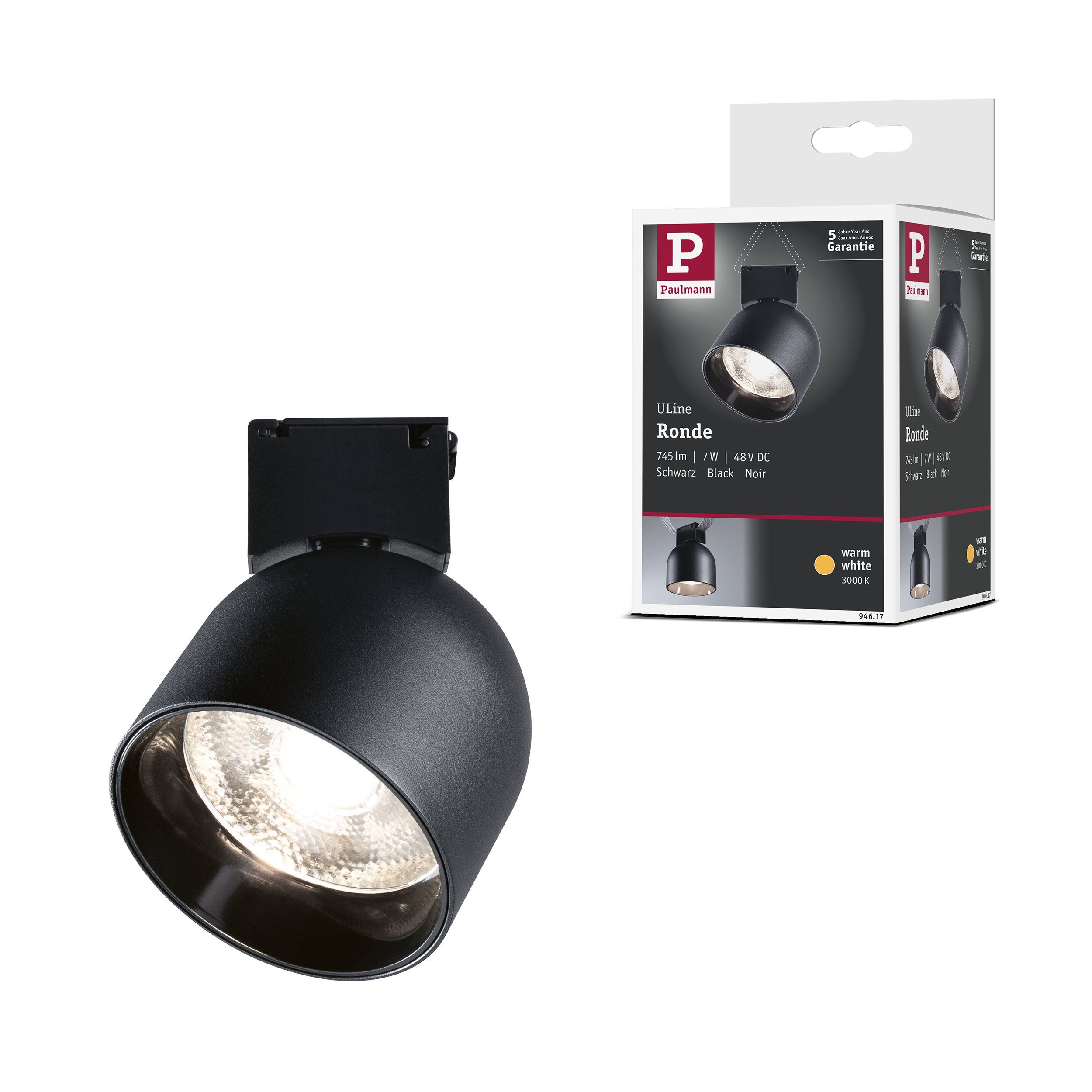 Paulmann LED Deckenspot ULine LED Spot Ronde 405lm 7W 85 mm 3000K Schwarz
