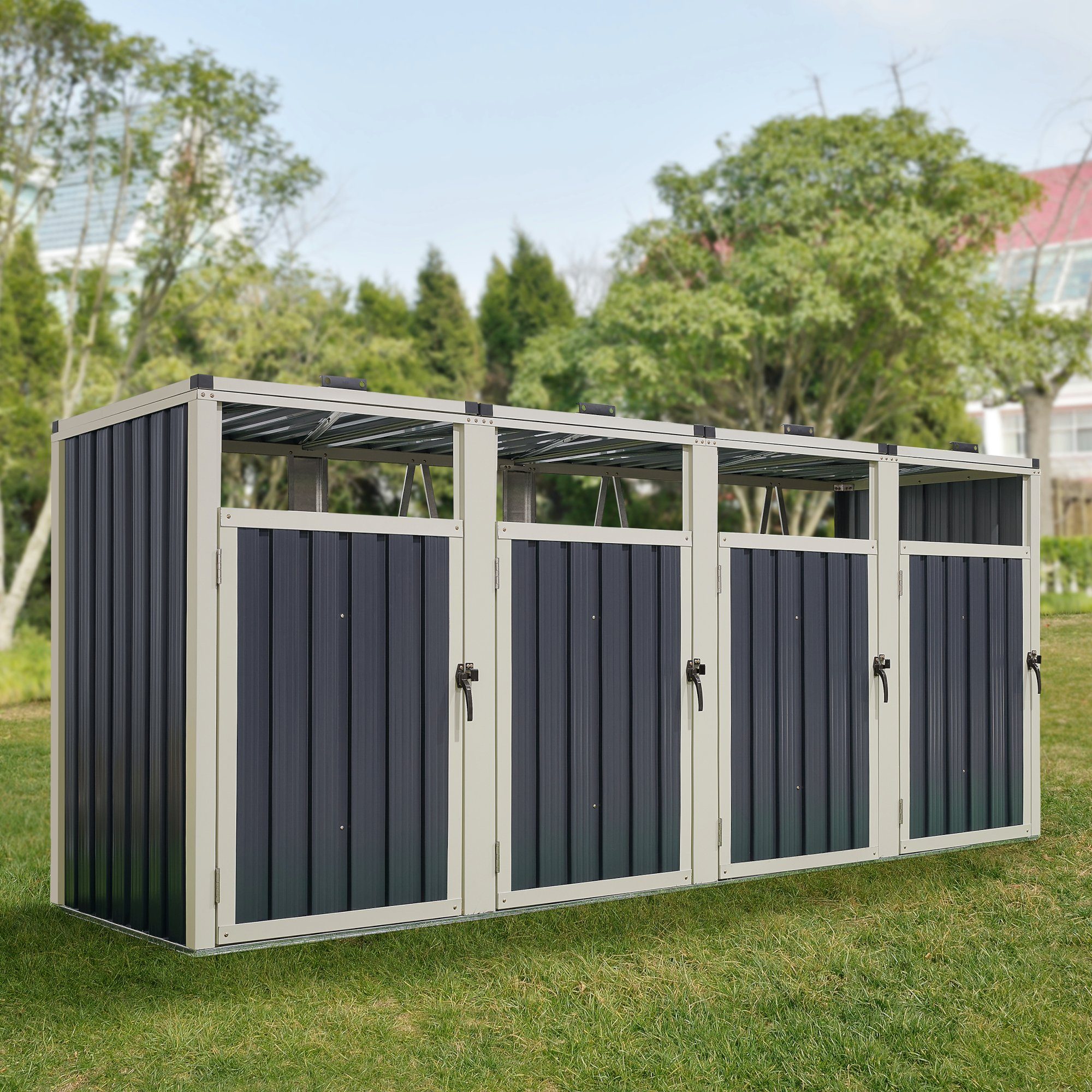 pro.tec Mülltonnenbox, »Tarbek« Mülltonnen Verkleidung für 4 Tonnen 240 L Stahl Anthrazit