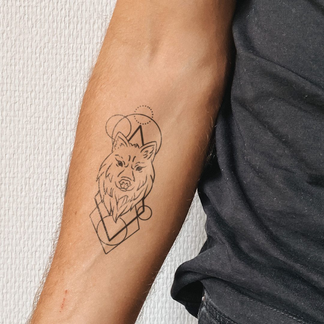 Inkster Schmuck-Tattoo Wolf in Formen Tattoo, wasserfestes temporäres Tattoo, 2 Wochen Halt
