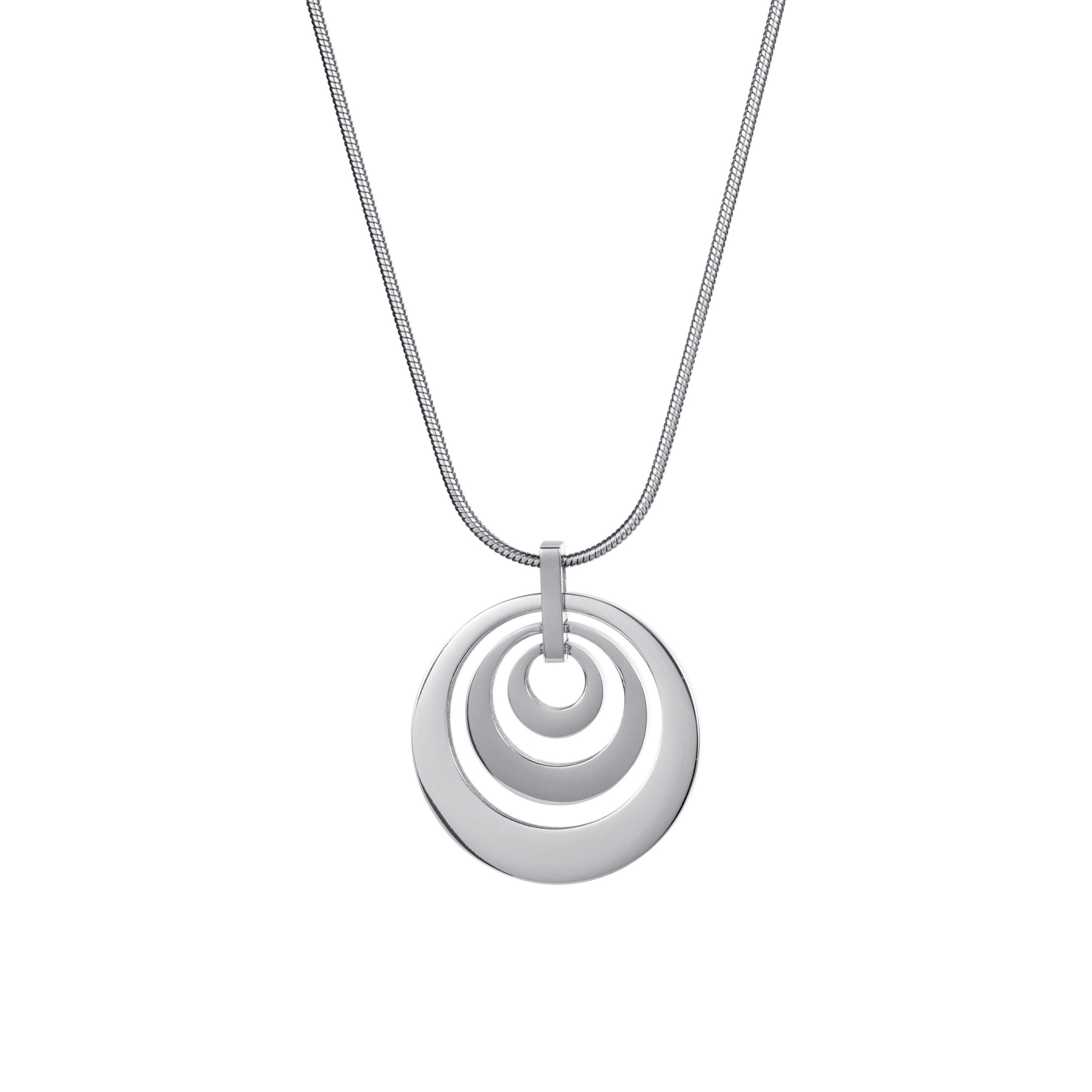Kingka Kette mit Anhänger Damen Halskette Circles, Kreise aus hochwertigen Edelstahl (2-tlg), Damen Halskette, perfekte Geschenkidee zu Geburtstag, Weihnachten