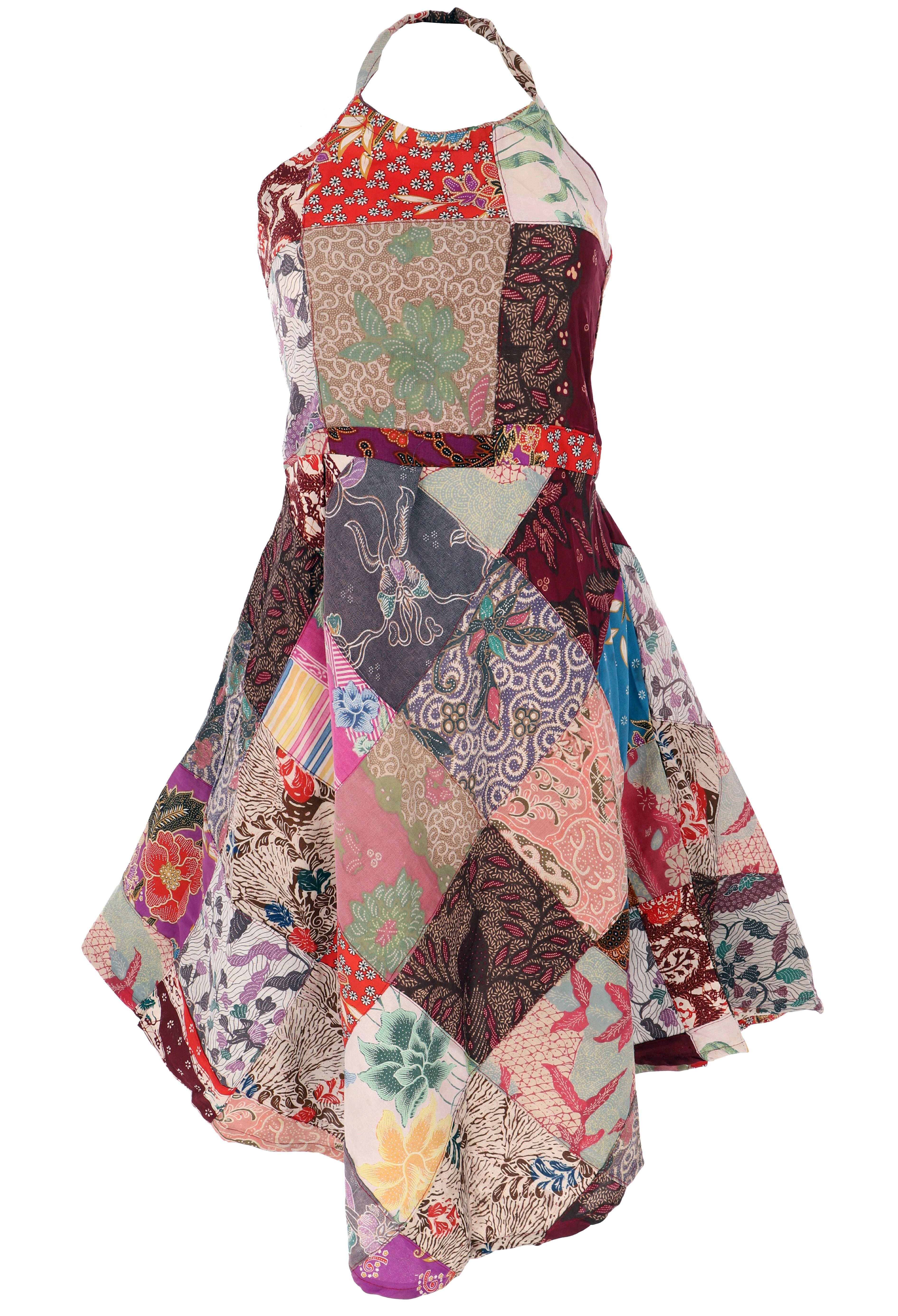 Guru-Shop Midikleid Patchwork Unikat Sommerkleid, Neckholder..
