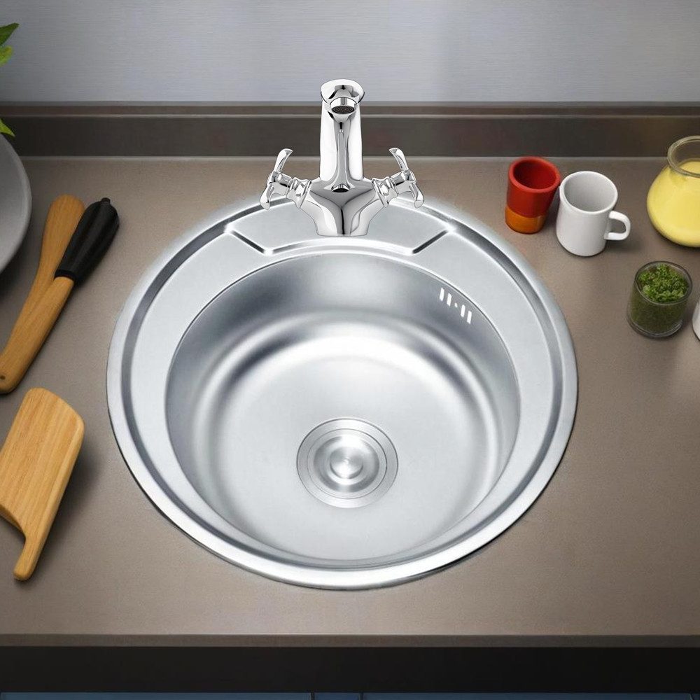 Mucola Küchenspüle Edelstahlspüle 50CM Edelstahl Spülbecken, Küchen, rund, günstig online kaufen