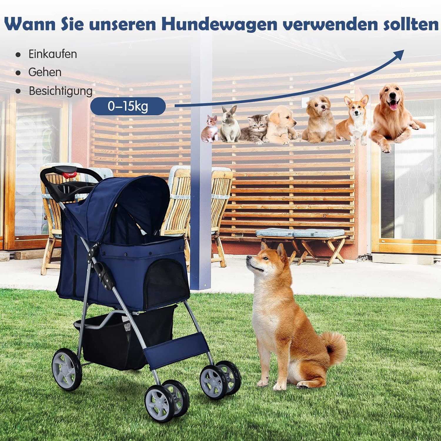 KOMFOTTEU Hundebuggy Fahrradhundeanhänger klappbar, mit Korb günstig online kaufen