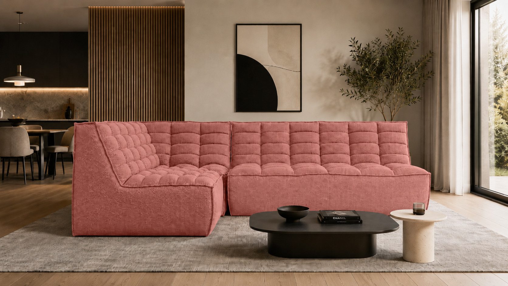 Kaiser Möbel Ecksofa L Mini aus POP-Plüschstoff, LAZY