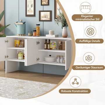 EXTSUD Sideboard Minimalistischer Stil Großer Stauraum Sideboard mit 4 Türen