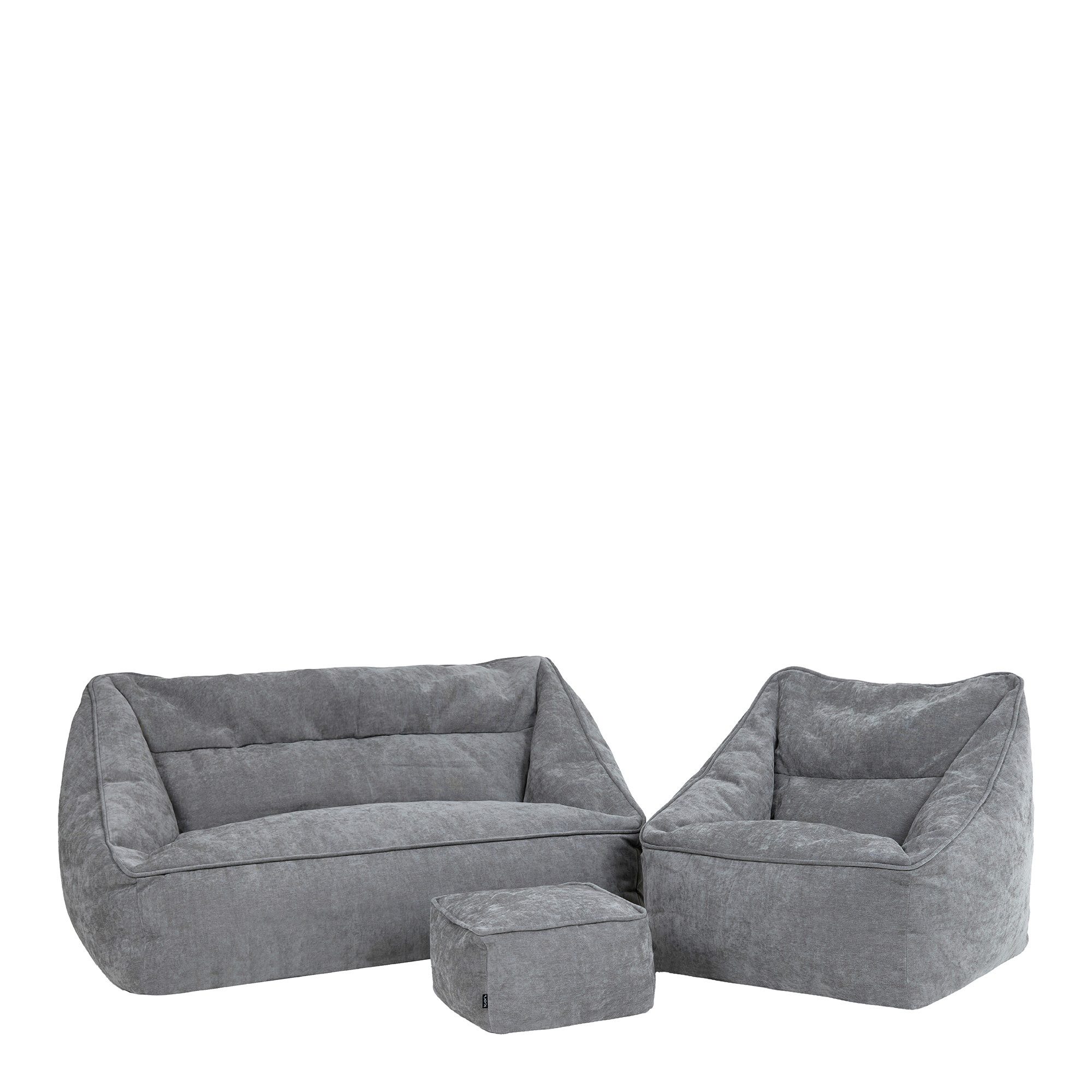 Sitzsack Sitzsack Sofa aus Chenille „Cecilia" mit Sitzsack und Sitzpouf