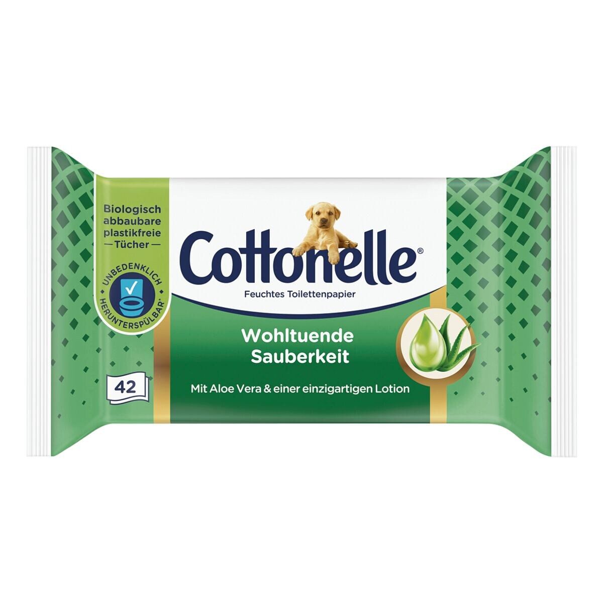 Cottonelle® feuchtes Toilettenpapier Wohltuende Sauberkeit, mit Aloe Vera, 1-lagig, 42 Blatt