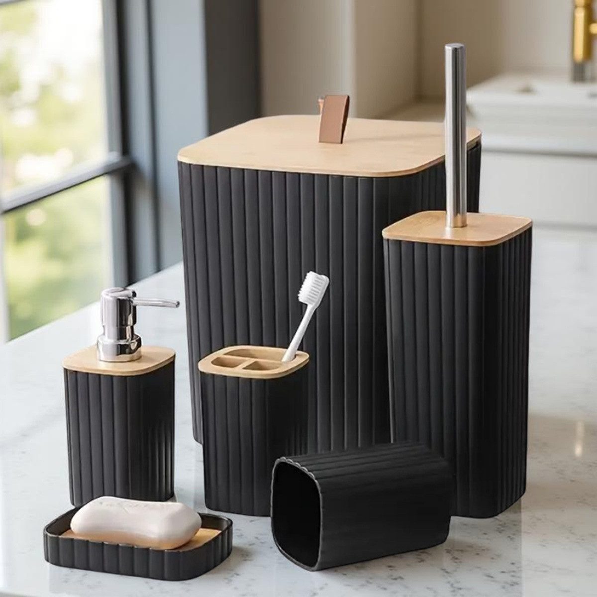 Cheffinger Badaccessoire-Set 6-teilig - Praktische Badorganisation günstig online kaufen