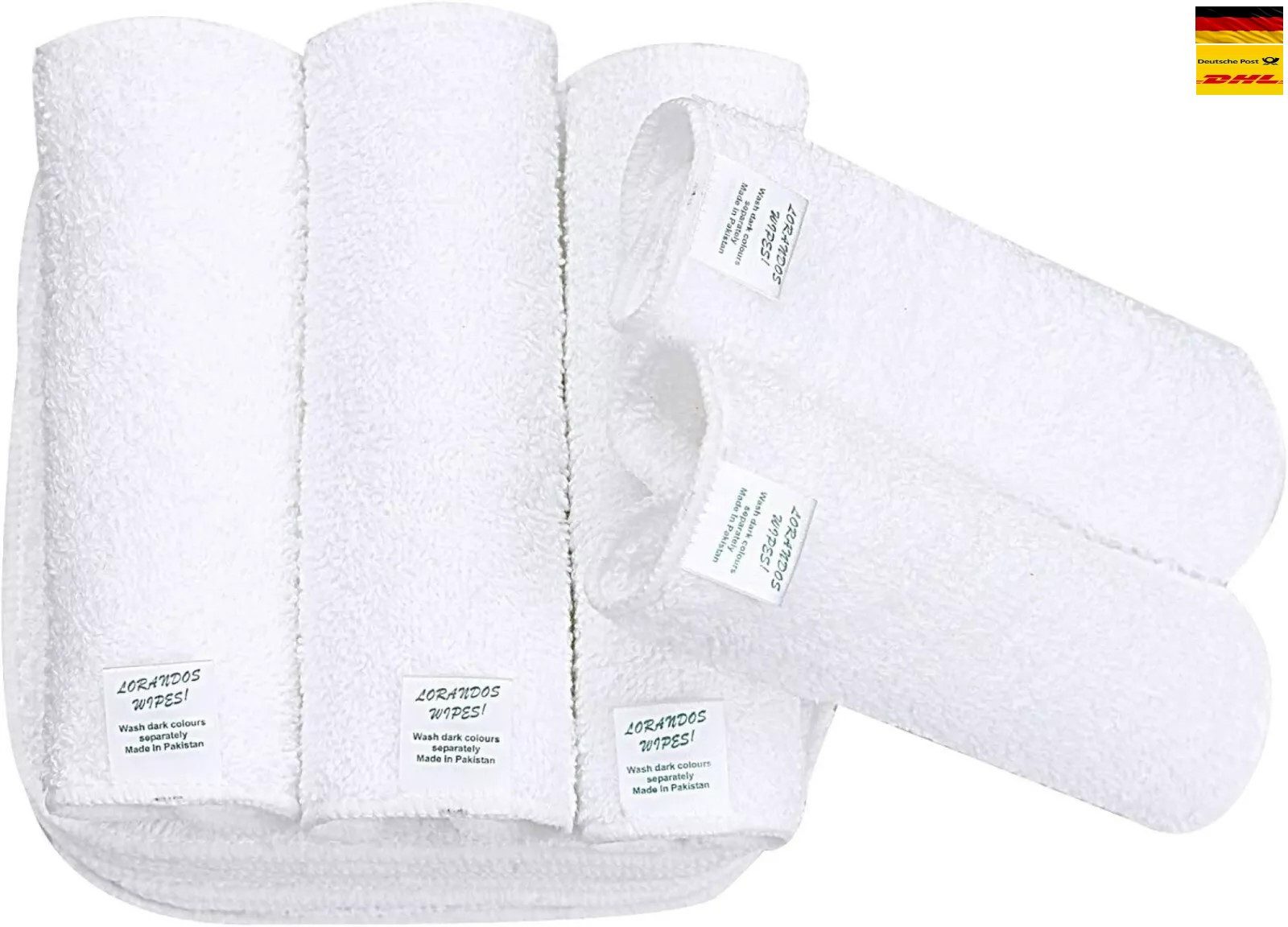 Montegoni Waschhandschuh 100 % Baumwolle Frottee wiederverwendbare Babytücher, (Flanell-Waschlappen 25er Pack - 15x15cm - Weiß), parfümfrei waschbar ultraweiche und super saugfähige