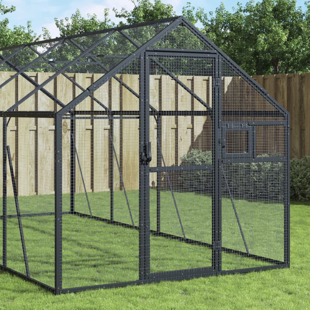 vidaXL Voliere, Voliere Anthrazit 1,79x8x1,85 m Aluminium