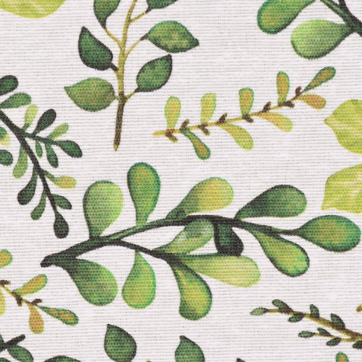 SCHÖNER LEBEN. Tischdecke SCHÖNER grün, Bertiz LEBEN. Blätter Zweige weiß Tischdecke handmade