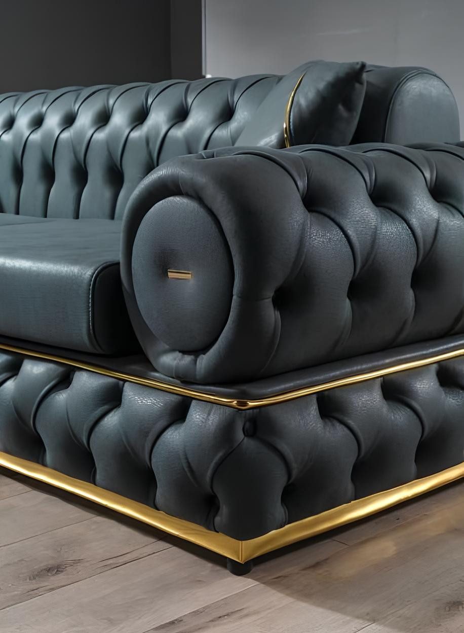 Xlmoebel Chesterfield-Sofa Luxuriöse Sofagarnitur aus hochwertigem Leder in zeitlosem Design, 2 Teile, Hergestellt in Europa