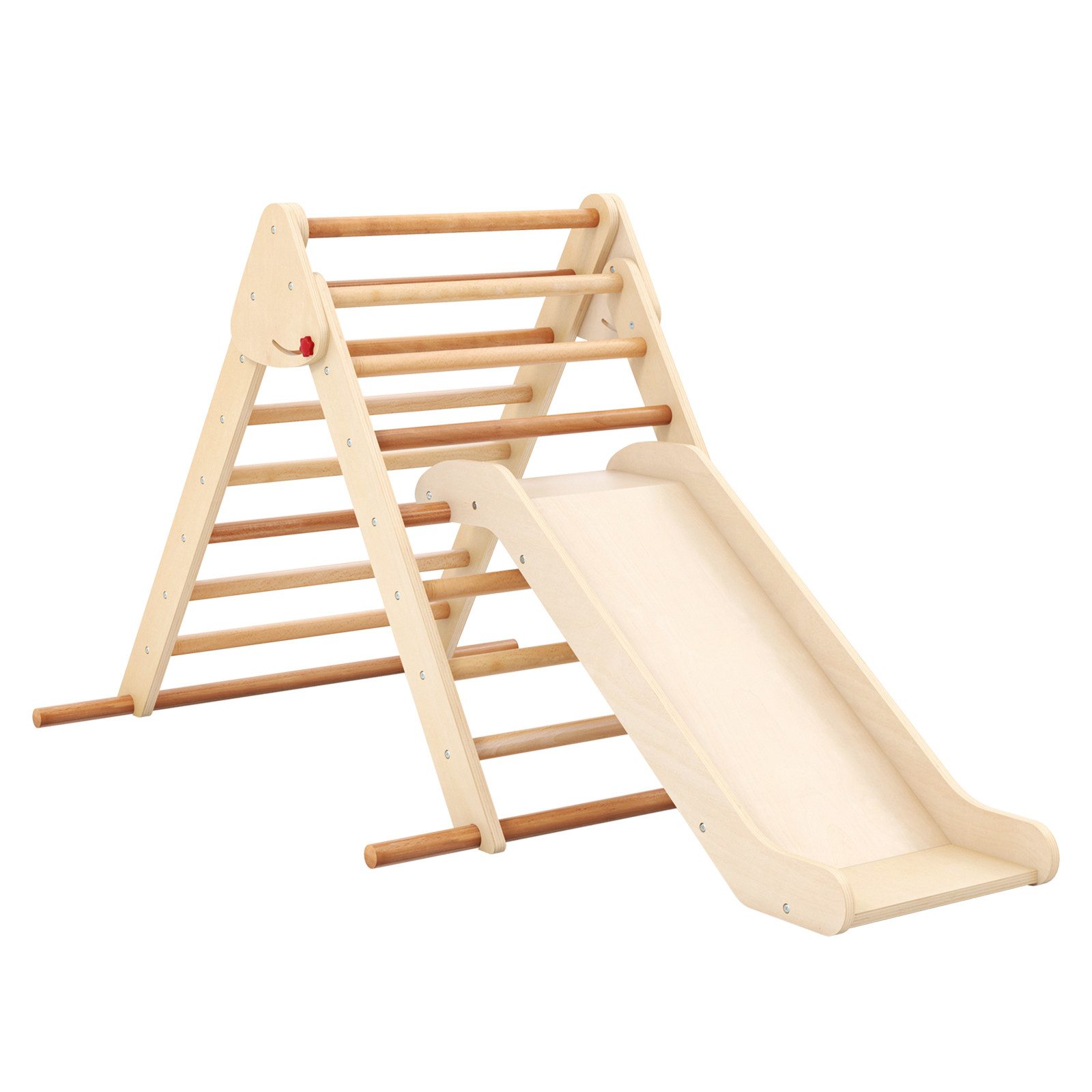 COSTWAY Klettergerüst, Kletterdreieck mit Rutsche, Holz, günstig online kaufen