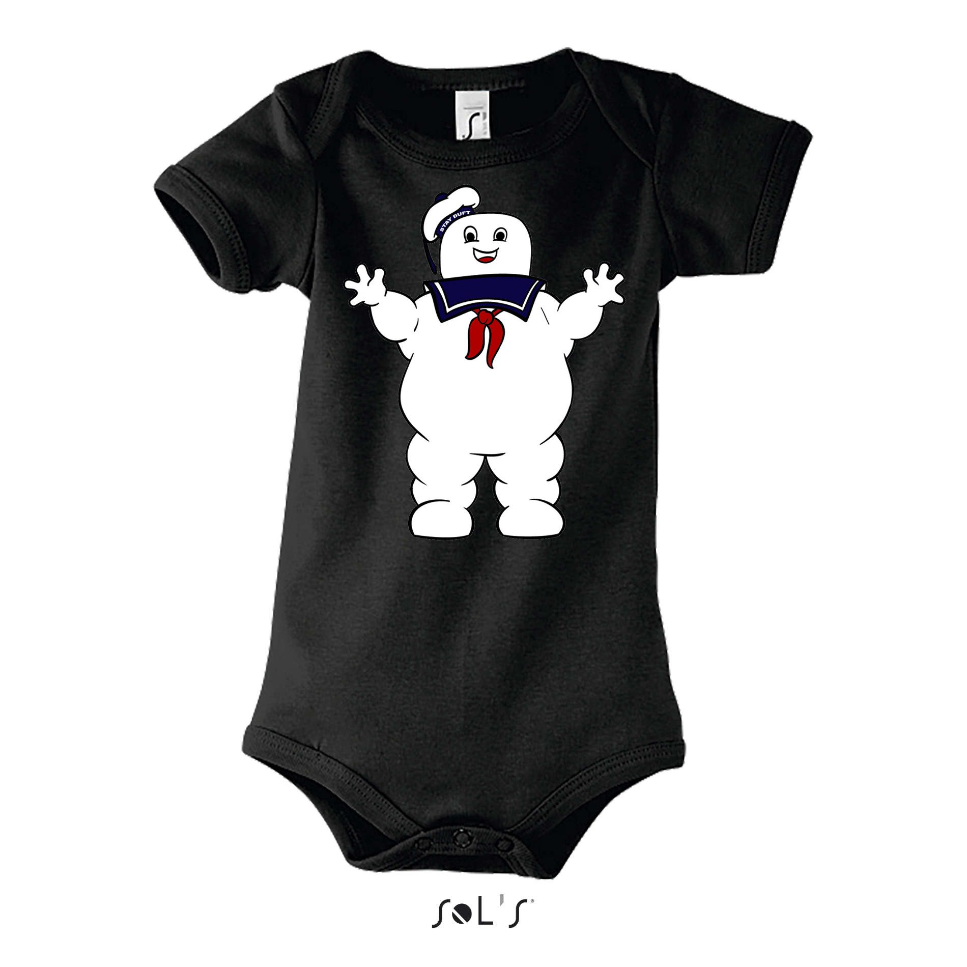 Blondie & Brownie Strampler Baby Body Marshmallow Geist Kultfilm Retro Cartoon Print Strampler Fun (Einzelartikel, Einzelartikel) Marshmallow Geist Babybody Kult