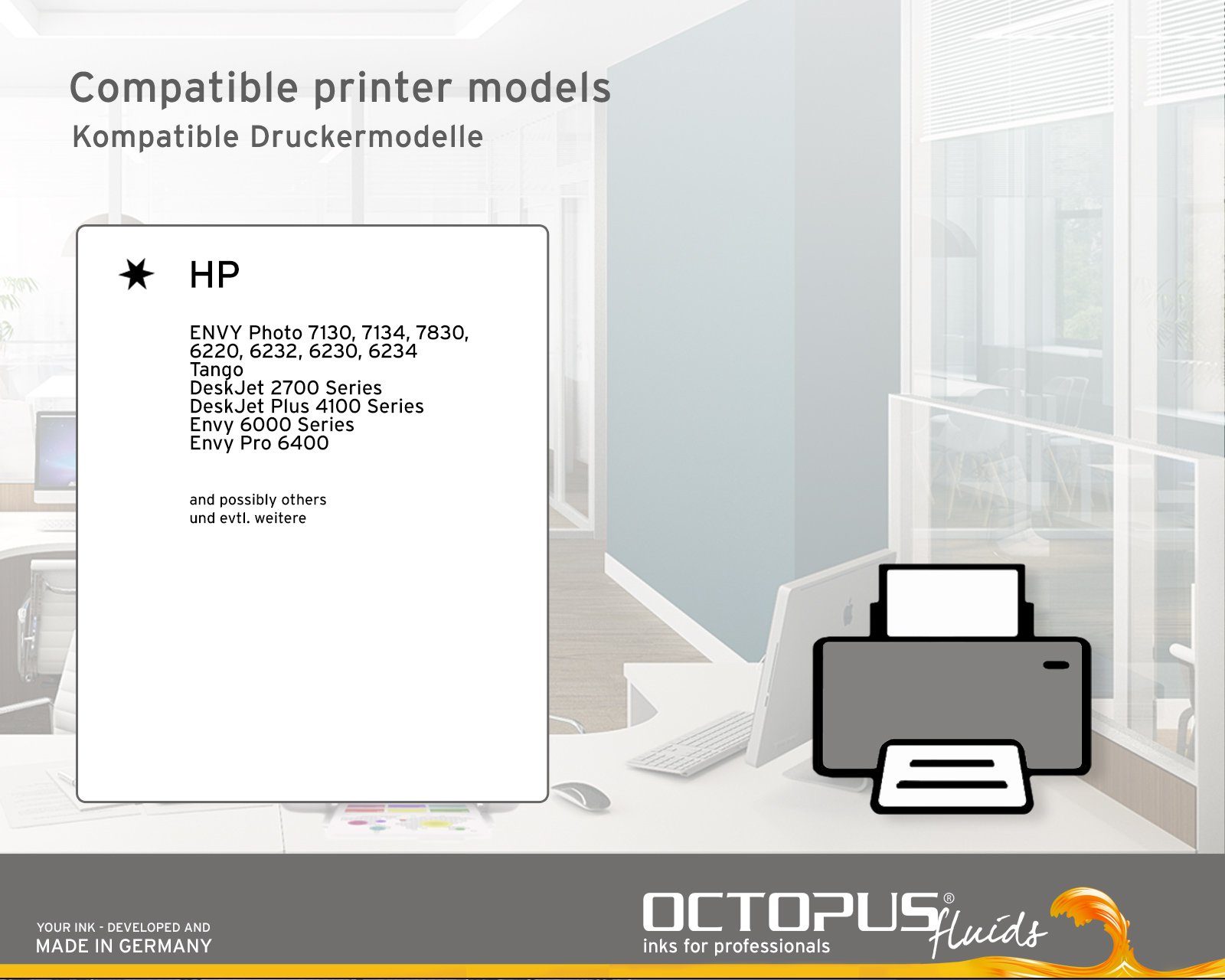 Cyan HP DeskJet 305) OCTOPUS Nachfülltinte 100ml ml, 100 für Fluids 305 303, (1x und HP Nachfülltinte Nachfülltinte 303 Tintenpatronen, DeskJet,