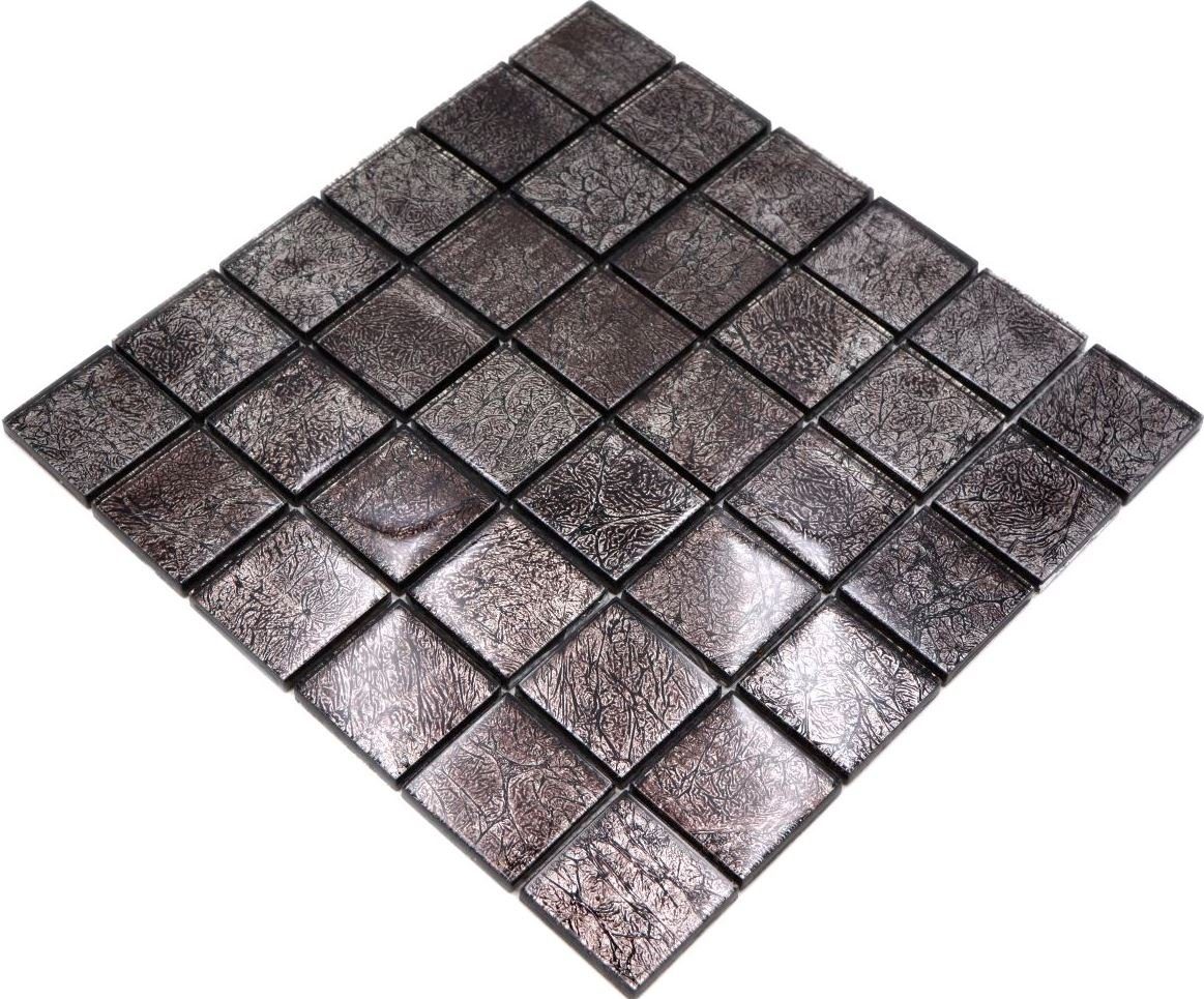 Mosani Mosaikfliesen Glasmosaik Mosaikfliese Metall anthrazit schwarz silber Optik