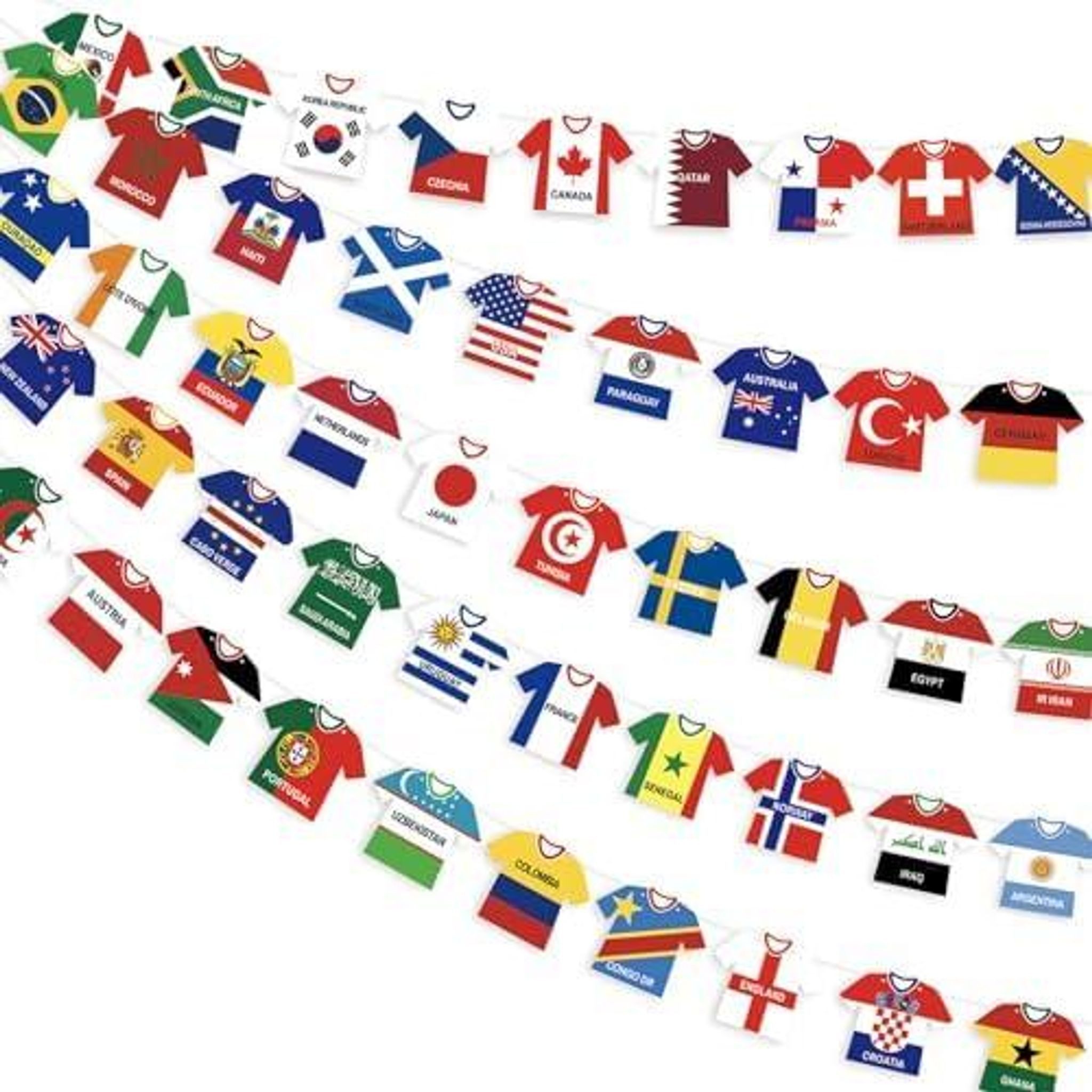 FELIXLEO Sportsocken 2x WM 2026 Wimpelkette 48 Länder Trikot Girlande Fussball Deko Party