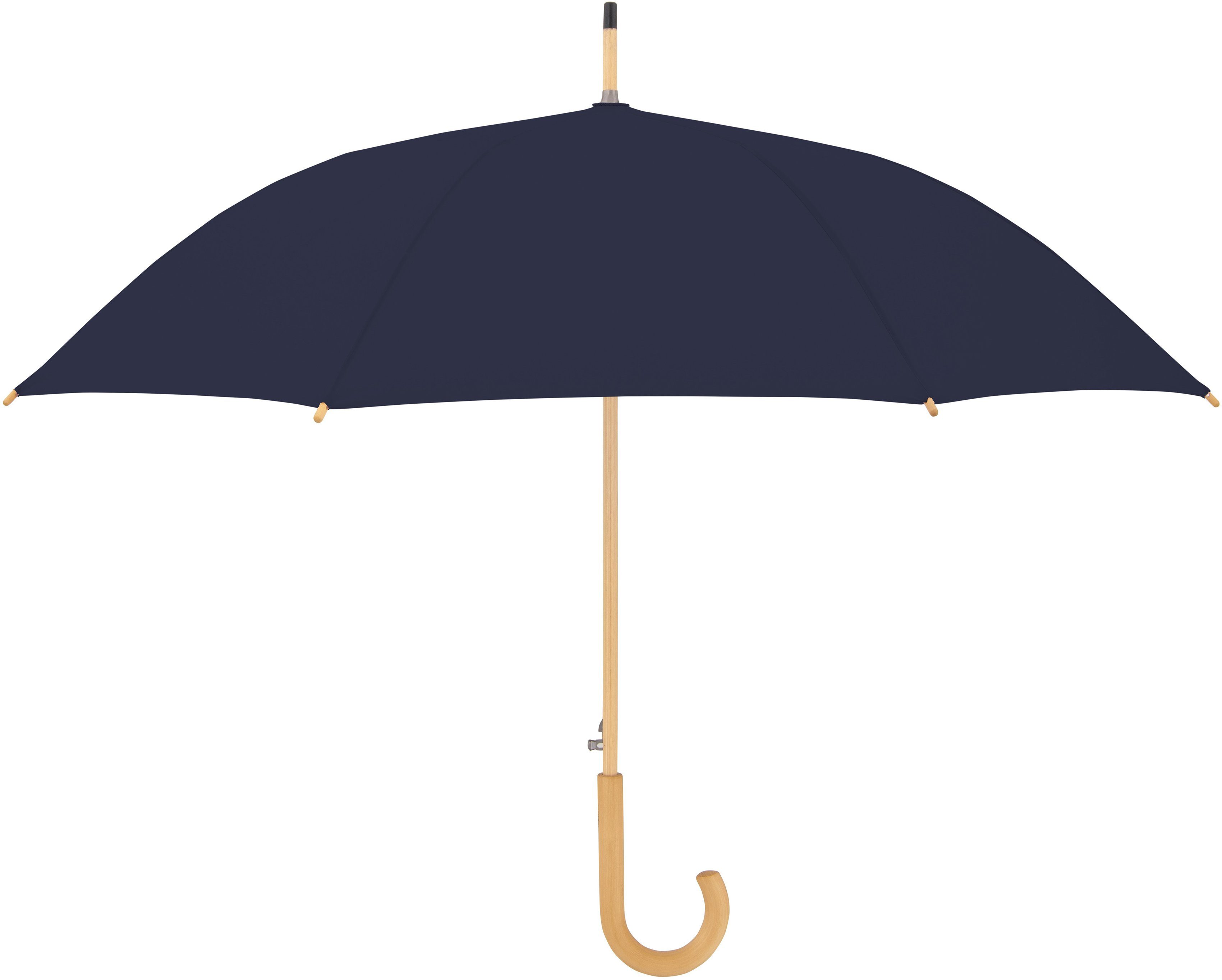 Long, Stockregenschirm Holz aus deep aus blue, nature recyceltem Material Schirmgriff doppler® mit
