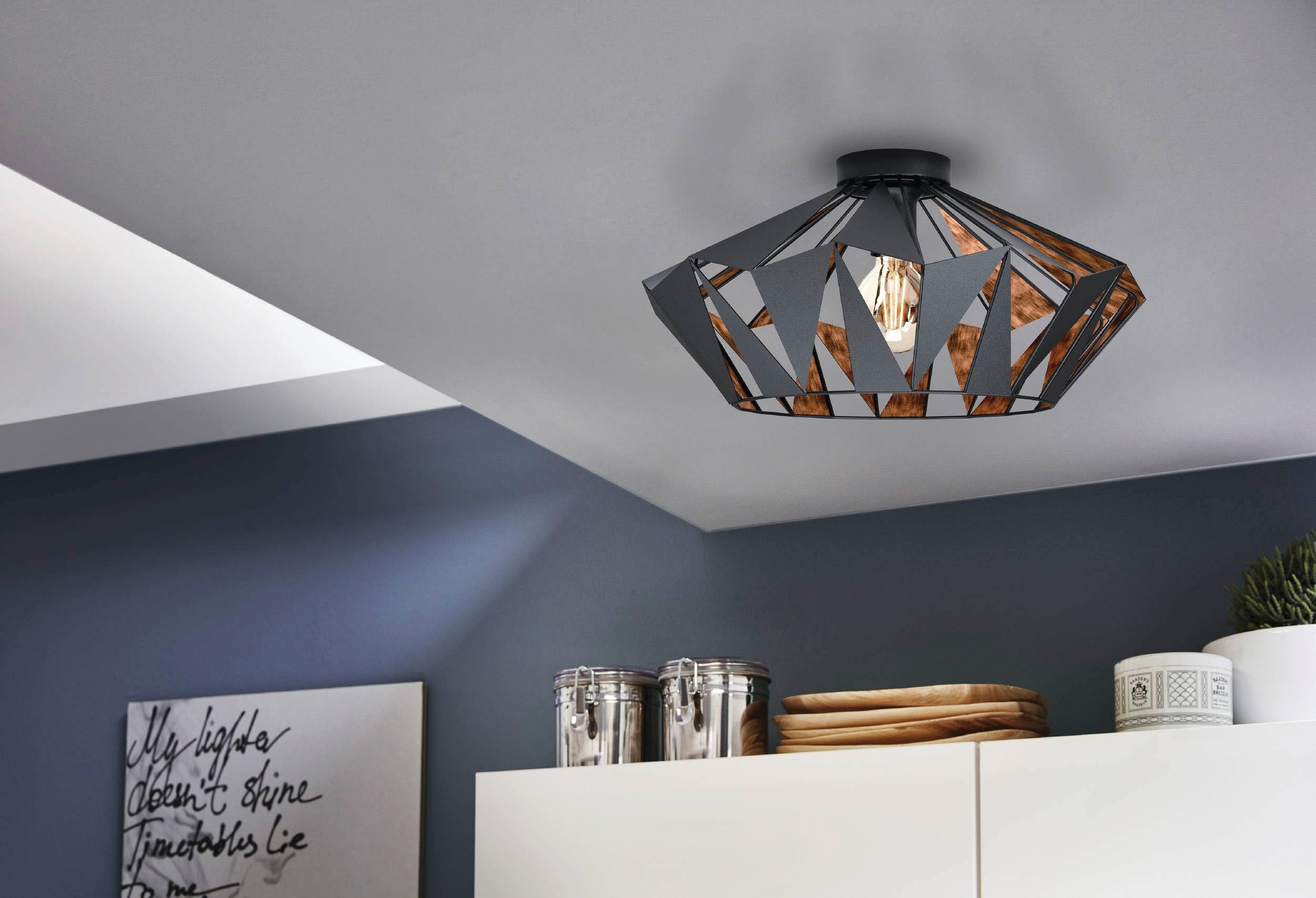 EGLO Deckenleuchte CARLTON 6 Deckenlampe, schwarz-kupfer, exkl. Leuchtmitte günstig online kaufen