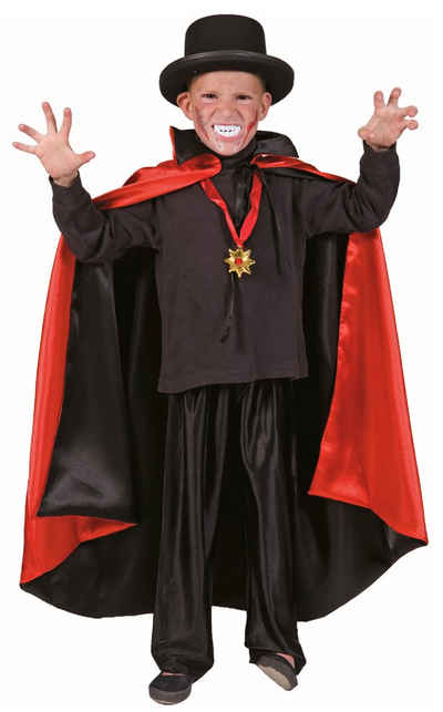 Funny Fashion Zauberer-Kostüm »Zauberer Vampir Umhang für Kinder - Schwarz / Rot - Wendeumhang Graf Dracula Magier Hexe Cape Halloween Fasching«
