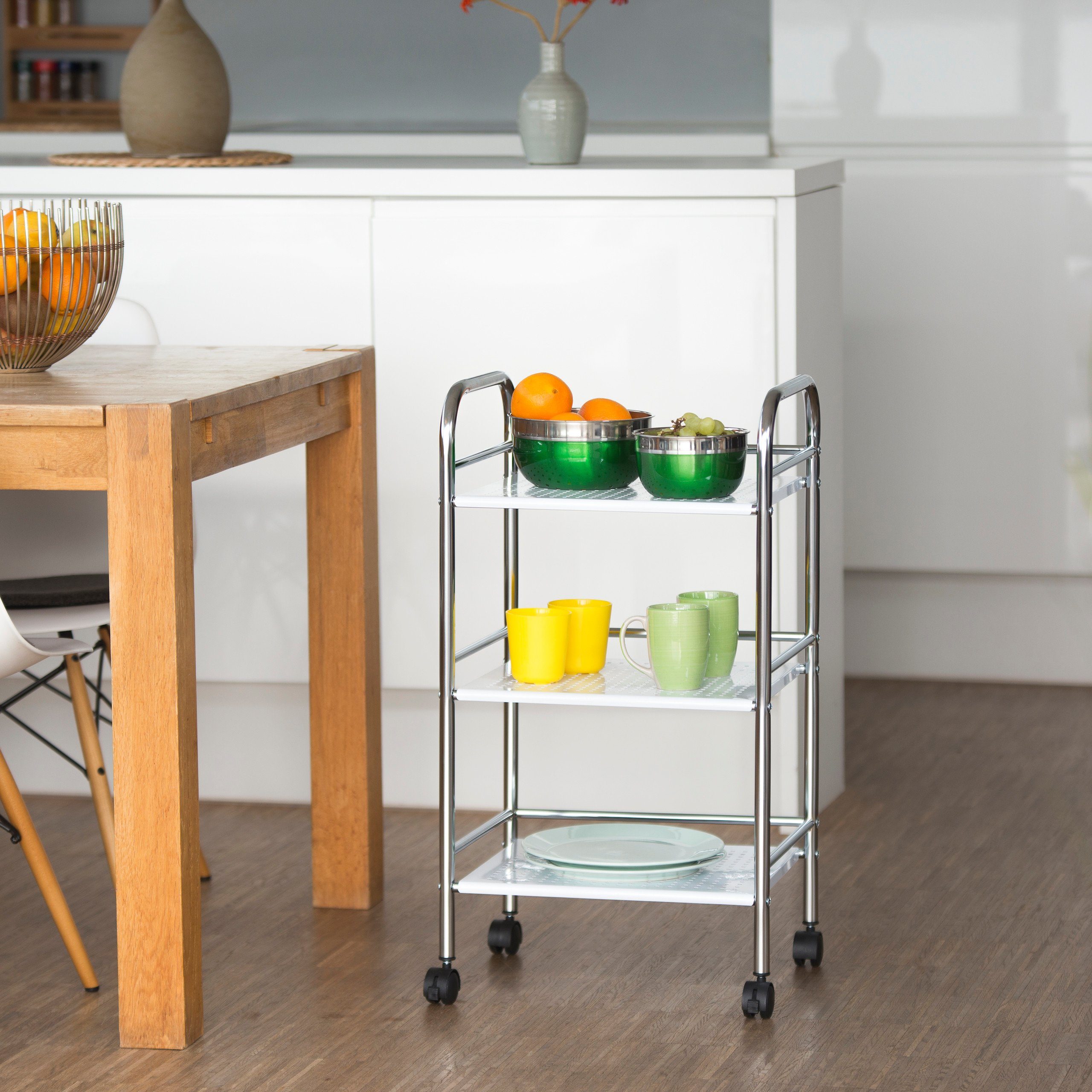 relaxdays Servierwagen Metall mit 3 Ablage günstig online kaufen