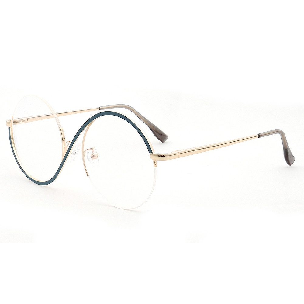 PACIEA Lesebrille Damen Herren Blaulichtfilter S-Form Goldene Metallbügel
