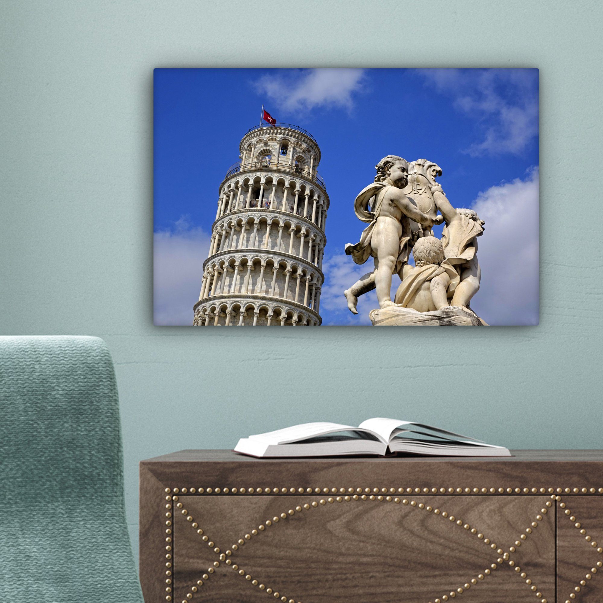 OneMillionCanvasses® Leinwandbild Turm von Leinwandbilder, 30x20 cm Aufhängefertig, Wanddeko, Pisa Wandbild (1 Italien, - Pisa St), 