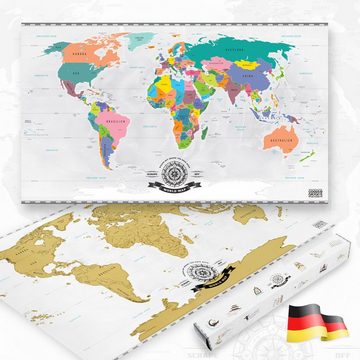 Goods+Gadgets Poster Weltkarte zum Frei-Rubbeln, Rubbelkarte, Scrape Off World-Map