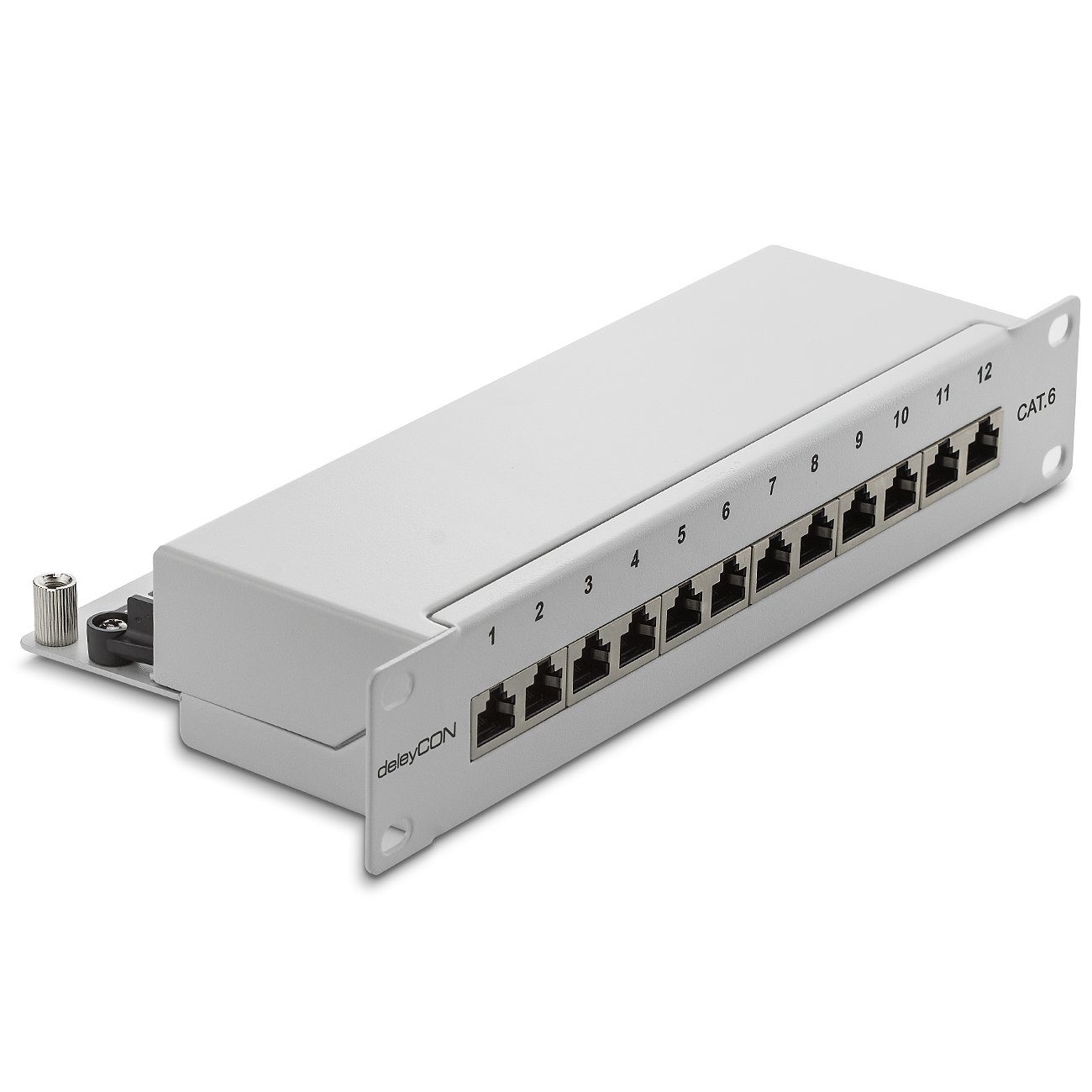 deleyCON CAT 6 Patchpanel 12 Port - Desktop / 10 Zoll Rackeinbau / Netzwerk-Patch-Panel