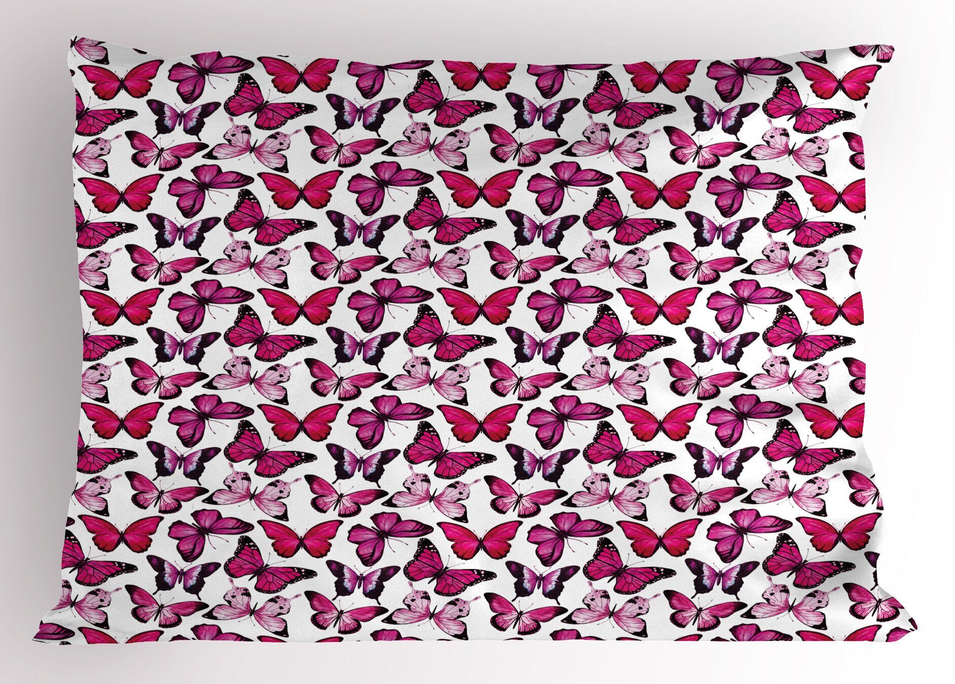 Pink Kissenbezüge Weiß (1 Dekorativer Abakuhaus Schmetterlinge Stück), und zarte Size Kopfkissenbezug, Gedruckter Standard