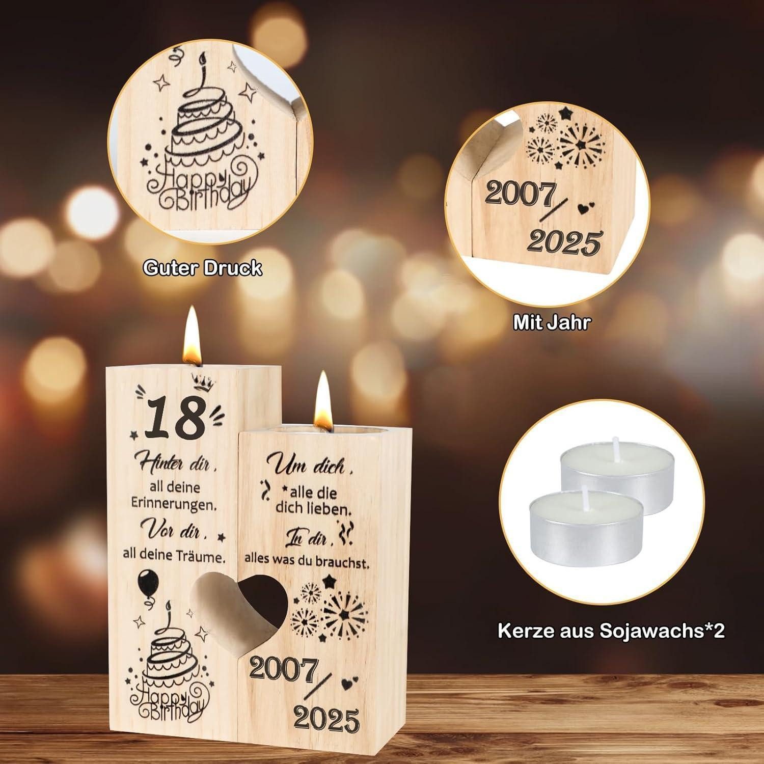 LuxusKollektion Kerzenständer 18. Geburtstag Kerzenständer Holz günstig online kaufen