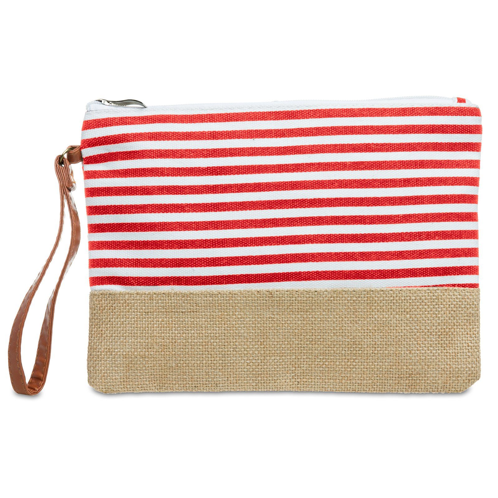 Caspar Clutch TS355 Damen Sommer Jute Tasche mit Streifen Print rot