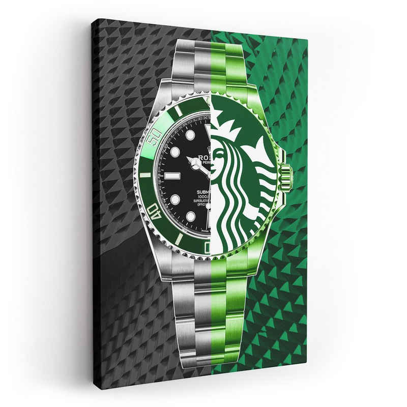 ArtMind XXL-Wandbild STARBUCKS ROLEX, Premium Wandbilder als Плакат & gerahmte Leinwand in 3 Größen, Wall Art, Bild, Canva