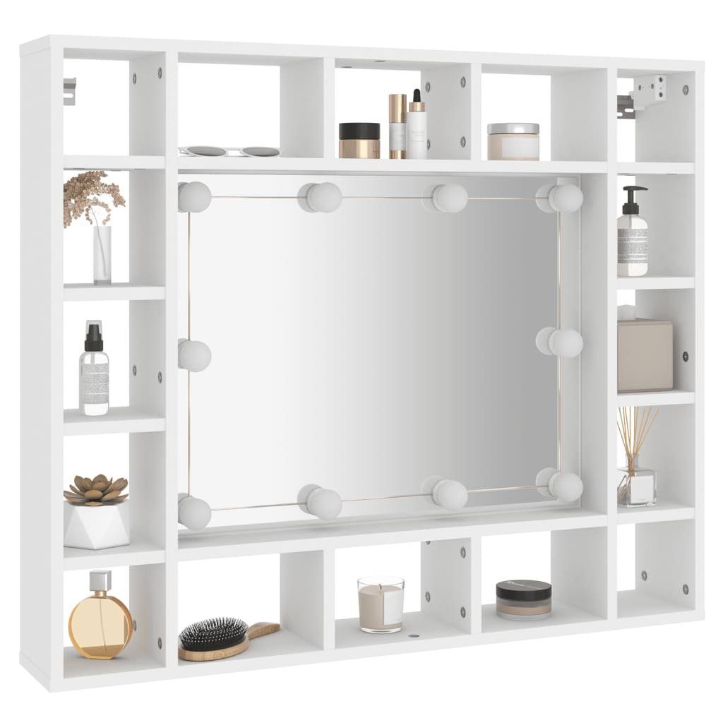 vidaXL Badezimmerspiegelschrank Spiegelschrank LED (1-St) Weiß mit cm 91x15x76,5