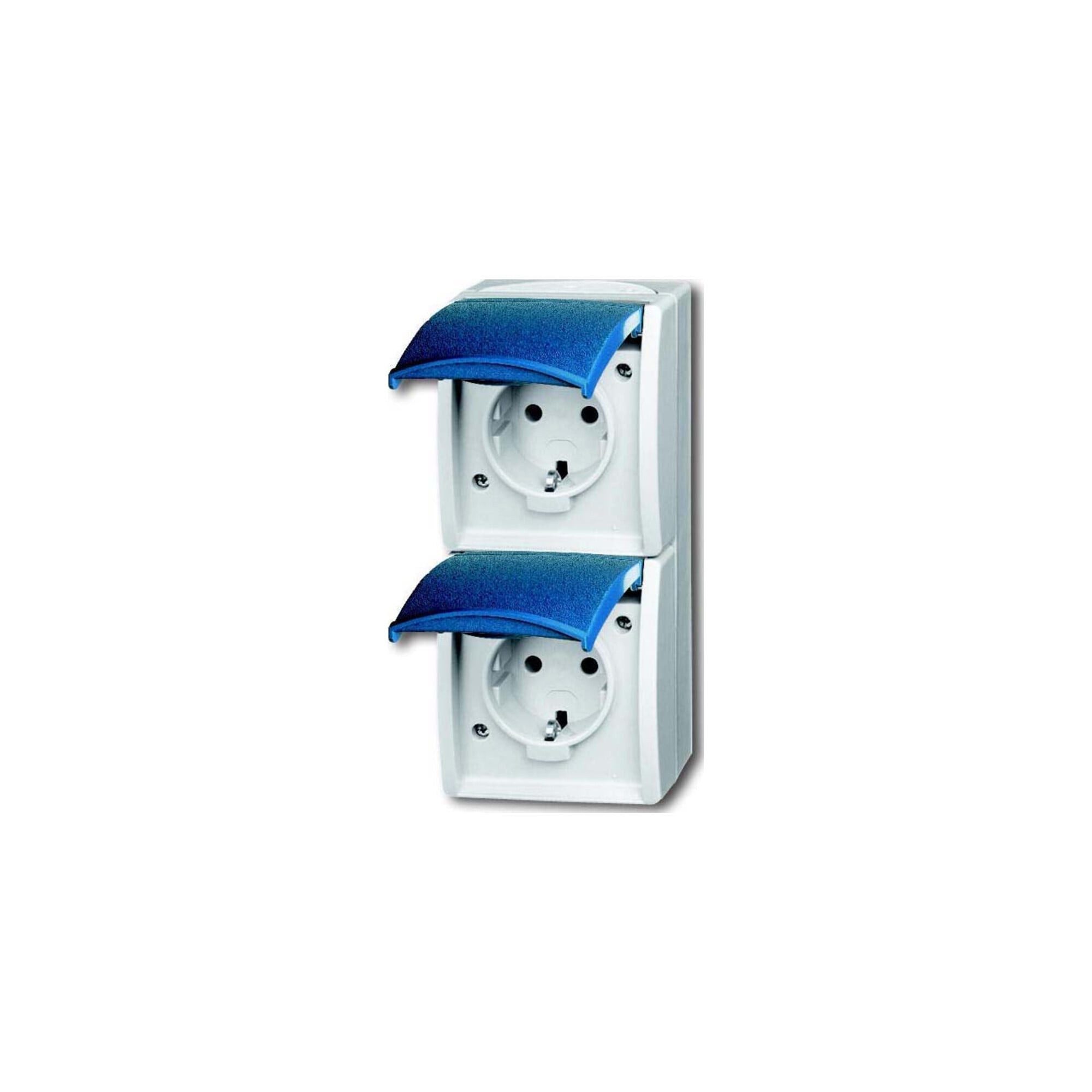 Busch-Jaeger Steckdose Busch-Jaeger Steckdose,senkrecht,2fach Klappdeckel,erh. Ber 20-02 EBW-