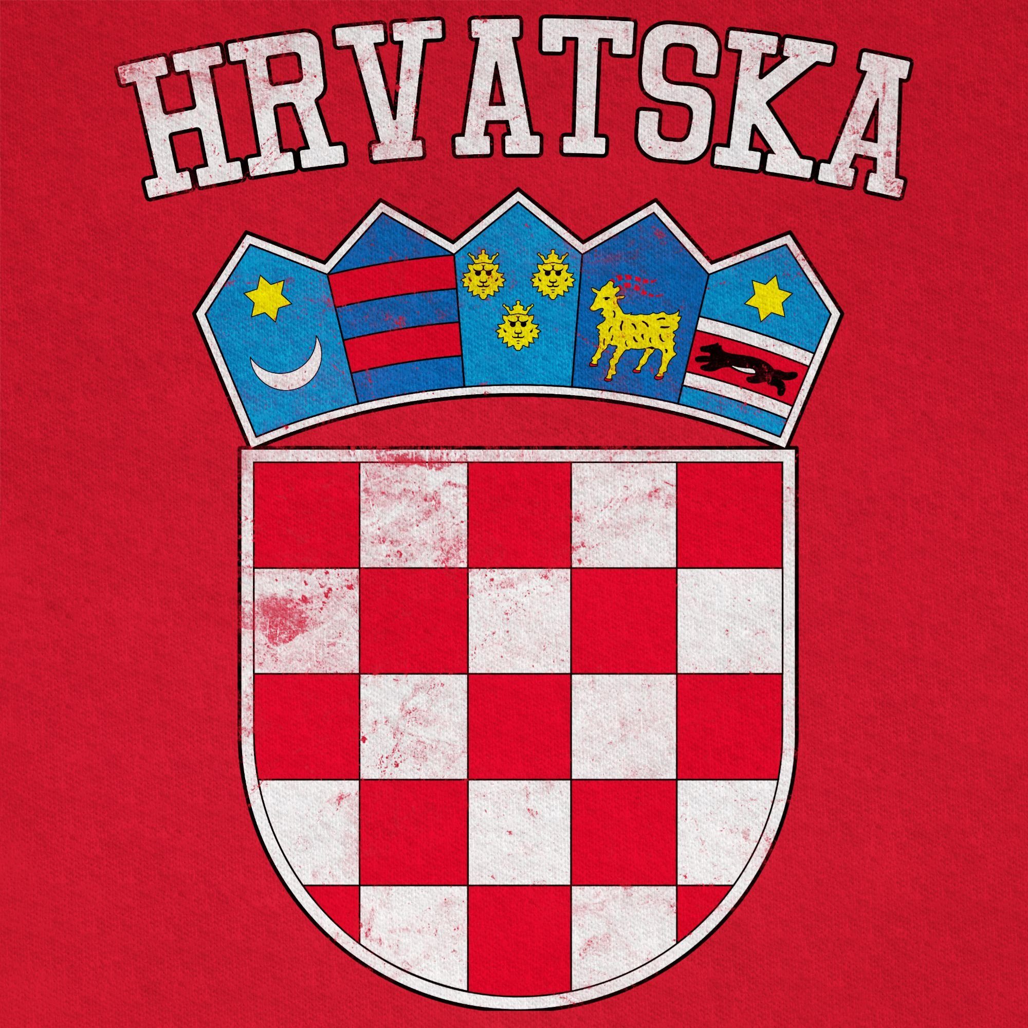 2024 2 T-Shirt Wappen Fussball EM Rot Kroatien WM Kinder Shirtracer