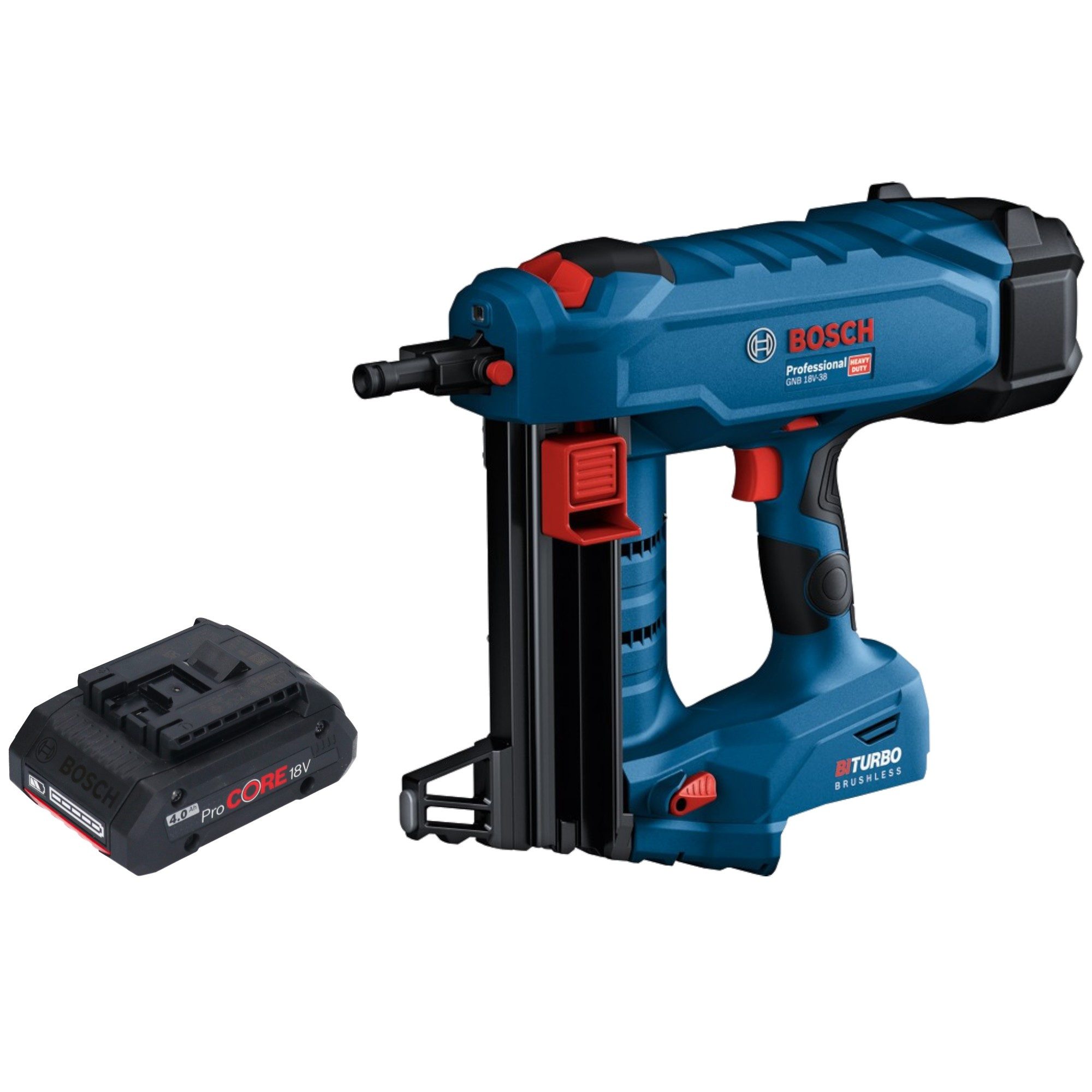Bosch Professional Nagler Bosch GNB 18V-38 Professional 18 V 13 - 38 mm BITURBO + 1x Akku 4,0 Ah