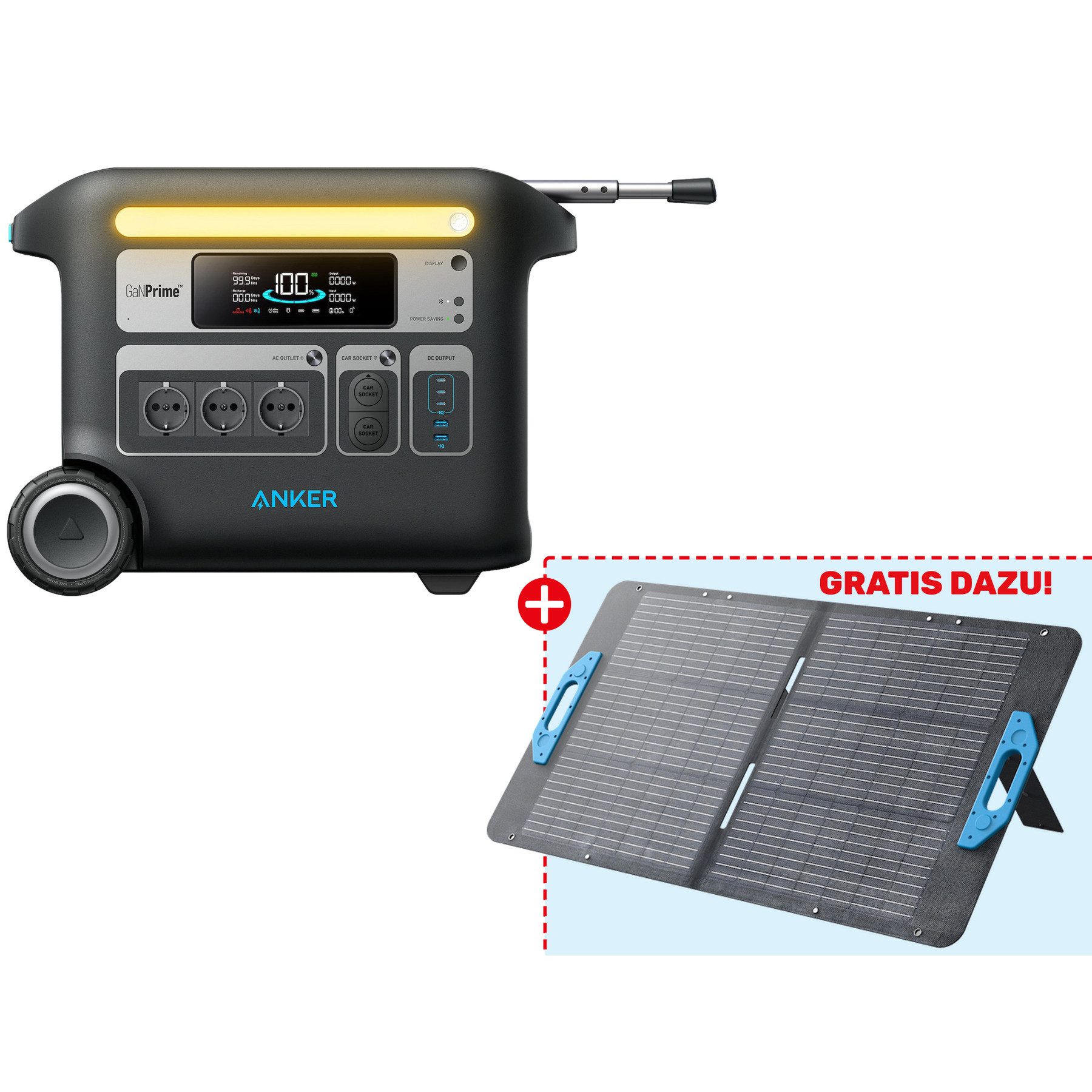 Anker ANKER SOLIX Powerstation F2000 + ANKER SOLIX Solarmodul PS100 Energiestation