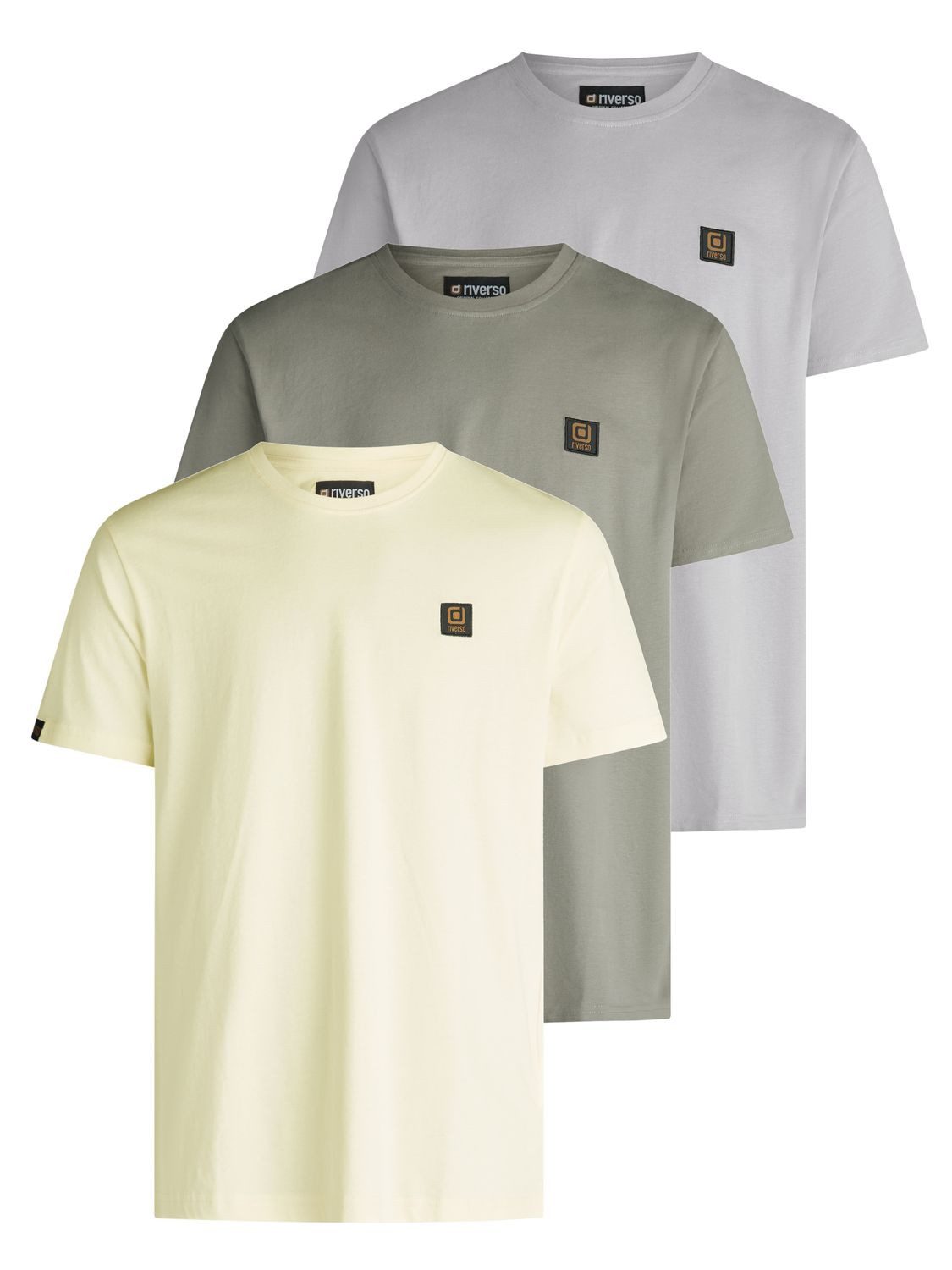 riverso T-Shirt Herren Basic Shirt RIVGino 3er Set Regular Fit (Vorteilspack, 3-tlg) Kurzarm Tee Shirt mit Rundhalsausschnitt aus 100% Baumwolle