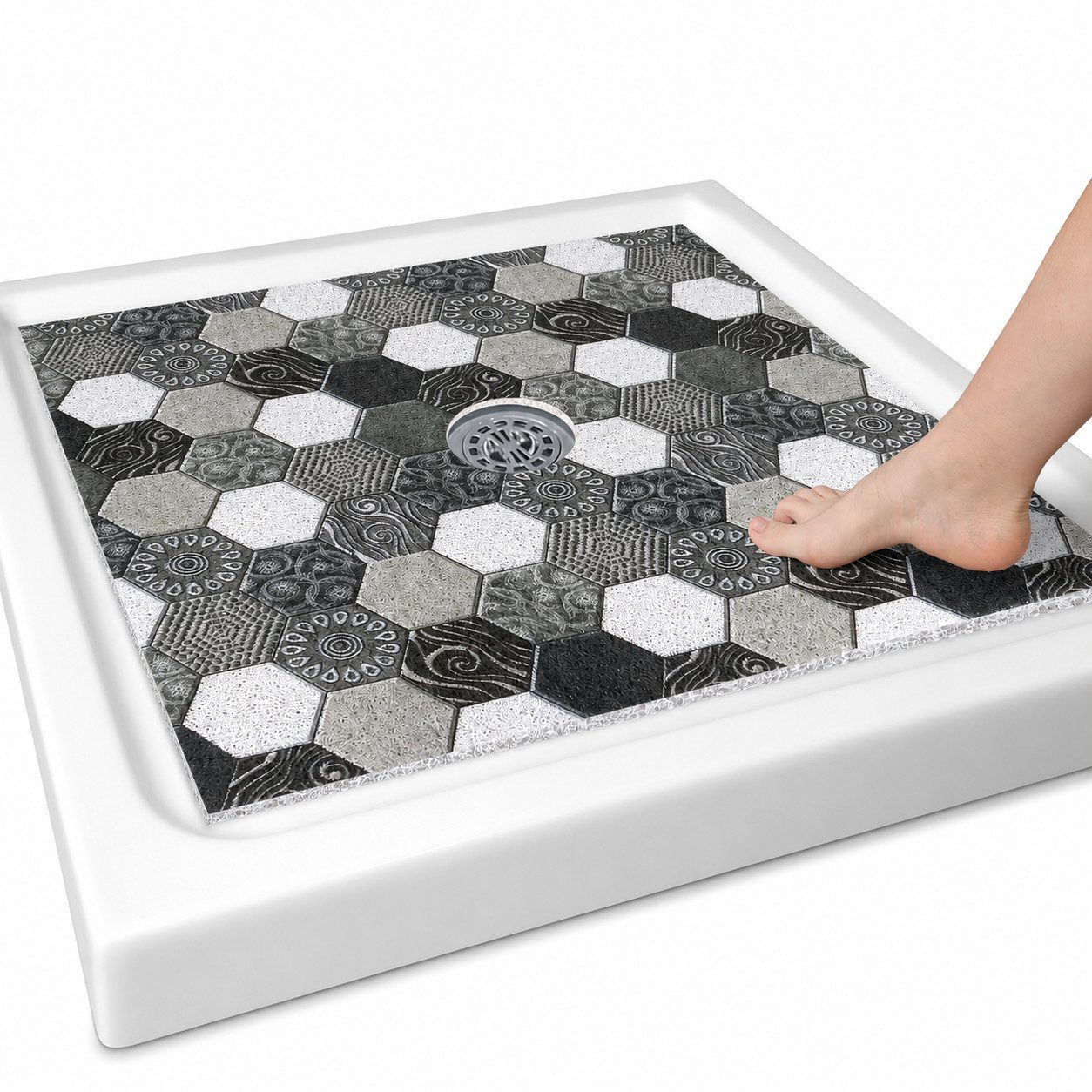 Zyronn Duscheinlage Rutschfeste Duschmatte,extra Duschmatte mit Ablauföffnung in der Mitte, B: 40 cm, Schmutzunempfindlich, strapazierfähig,für Dusche und Badezimmer